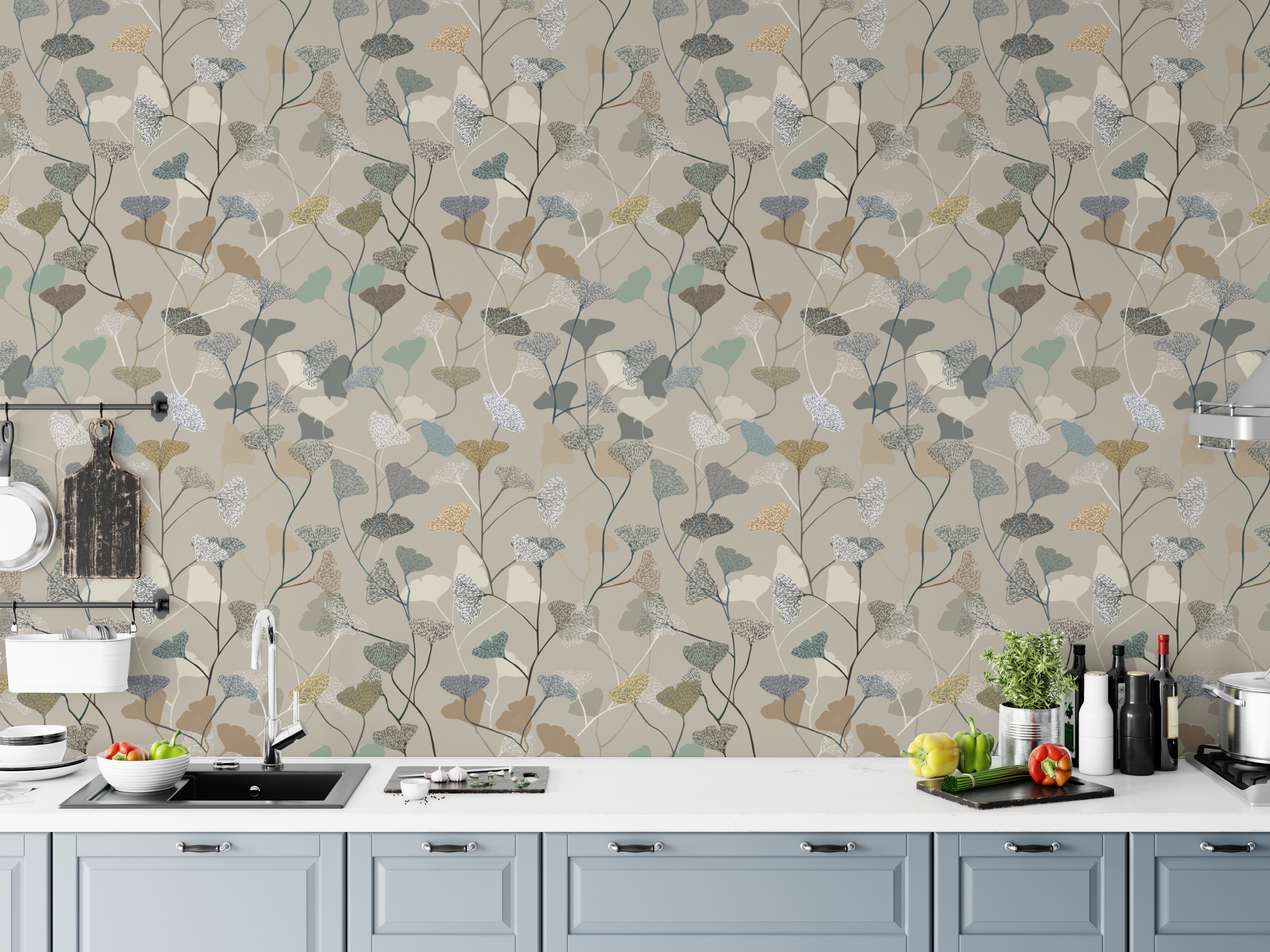 Chic botanical wallpaper with graceful charm