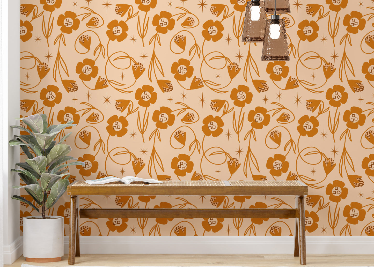 Contemporary wallpaper with floral prints
