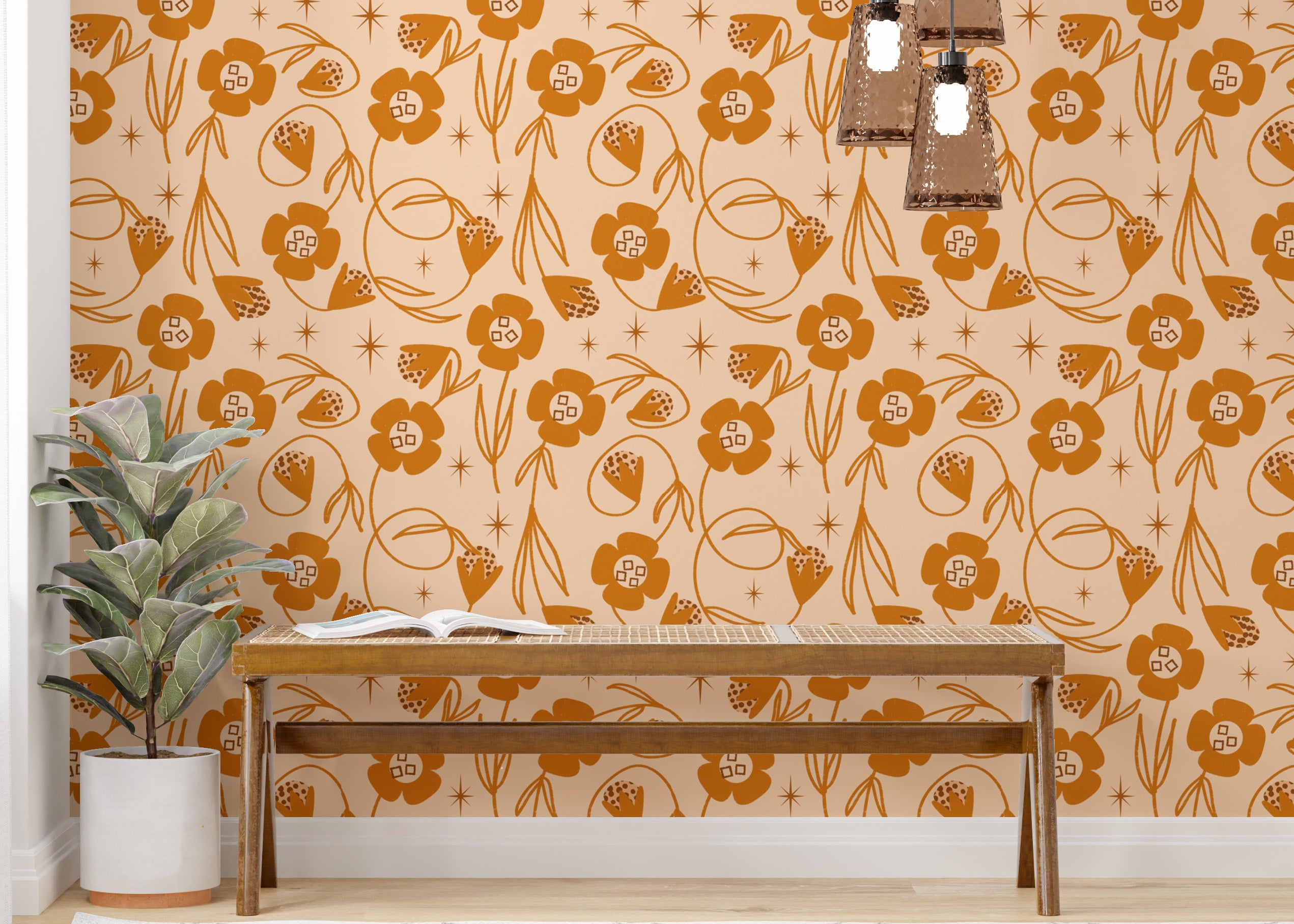 Contemporary wallpaper with floral prints
