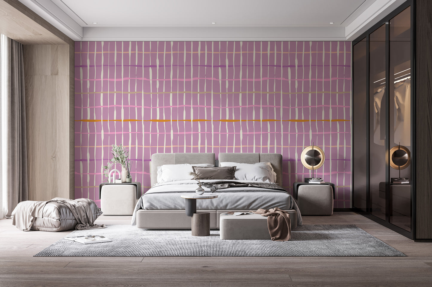 Retro wallpaper featuring handdrawn lines in purple tones
