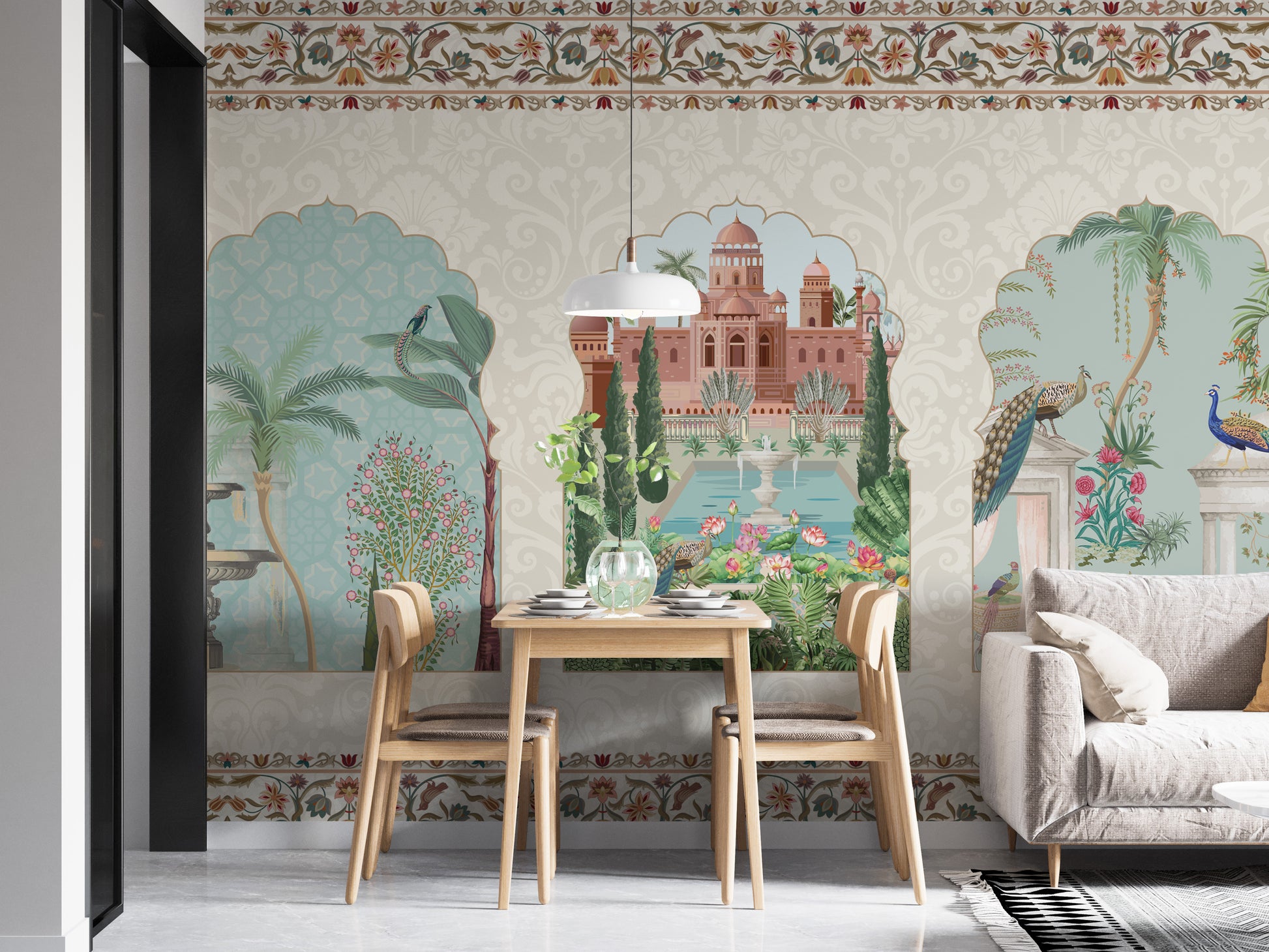 Palace-inspired gardens wallpaper mural for grandeur