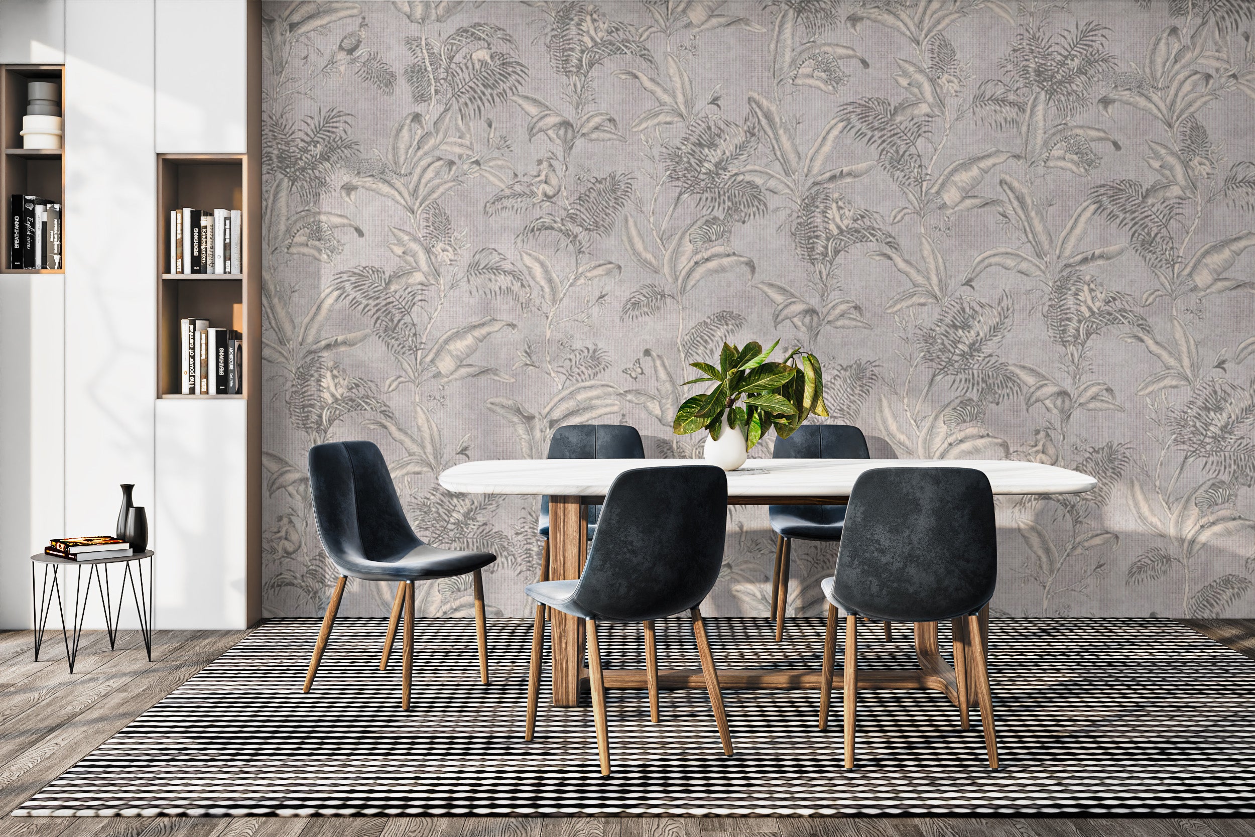 Darwin Gray Wallpaper for Modern Tropical Interior Style
