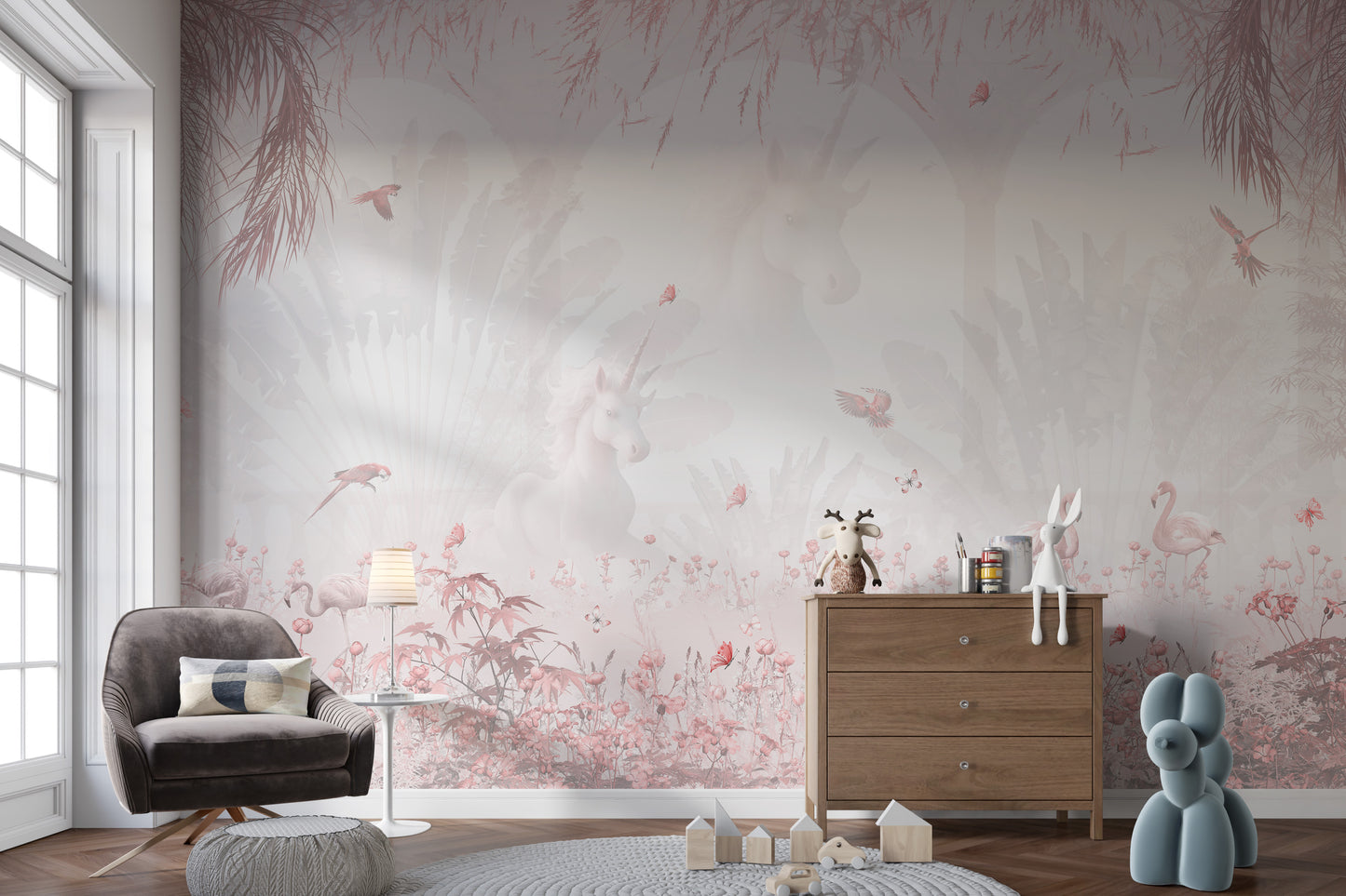 Serenity Blush Forest Mural - Giffywalls