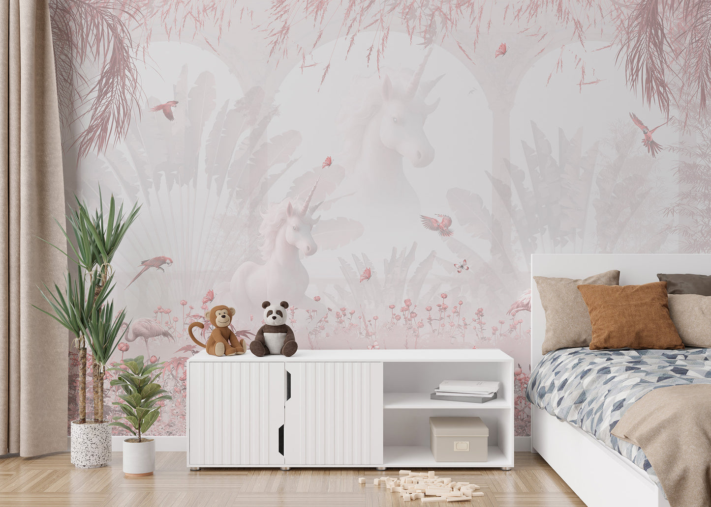 Serenity Blush Forest Mural - Giffywalls