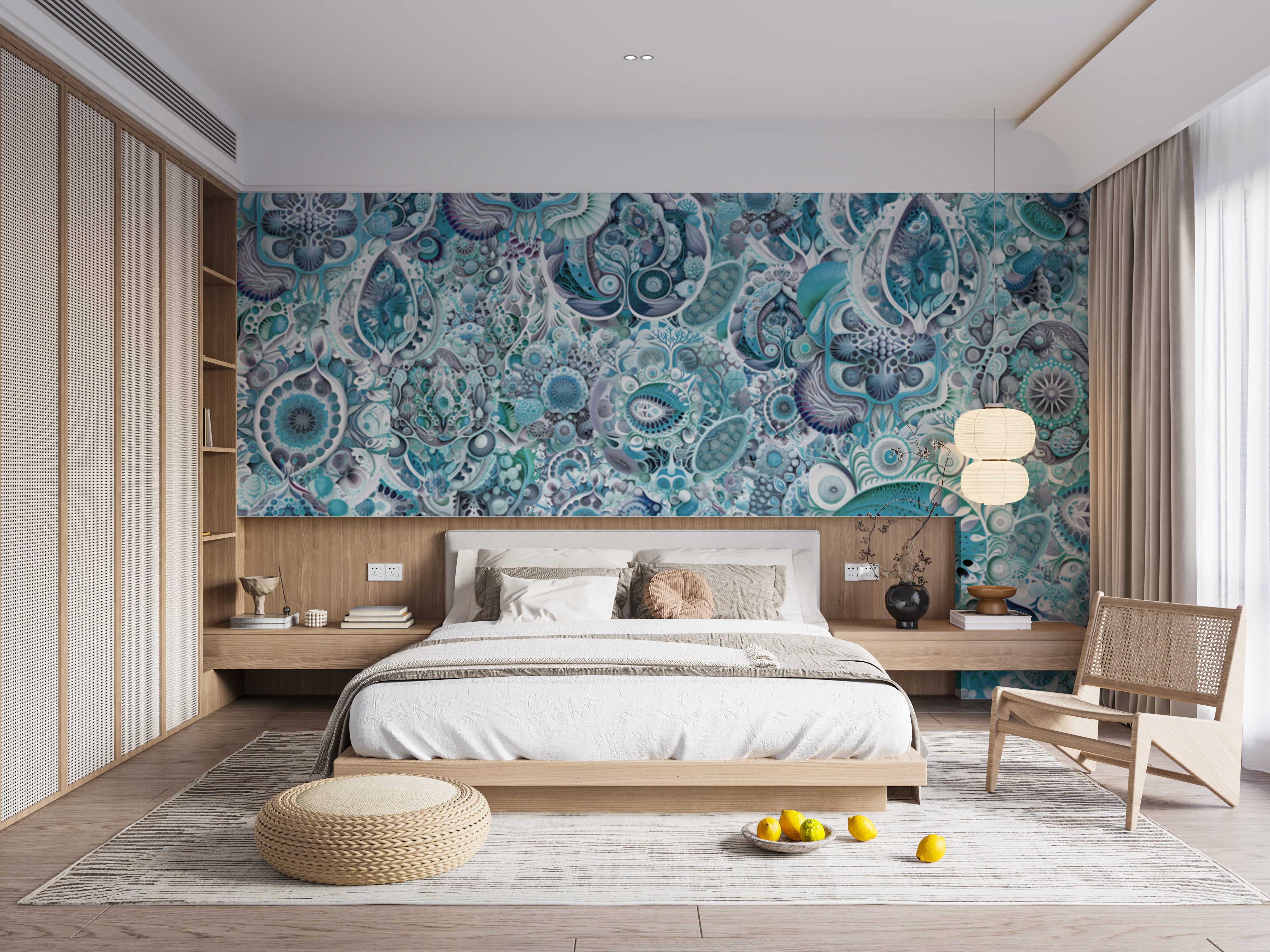 Blue Color Abstract Haeckel Wallpaper Murals - Giffywalls