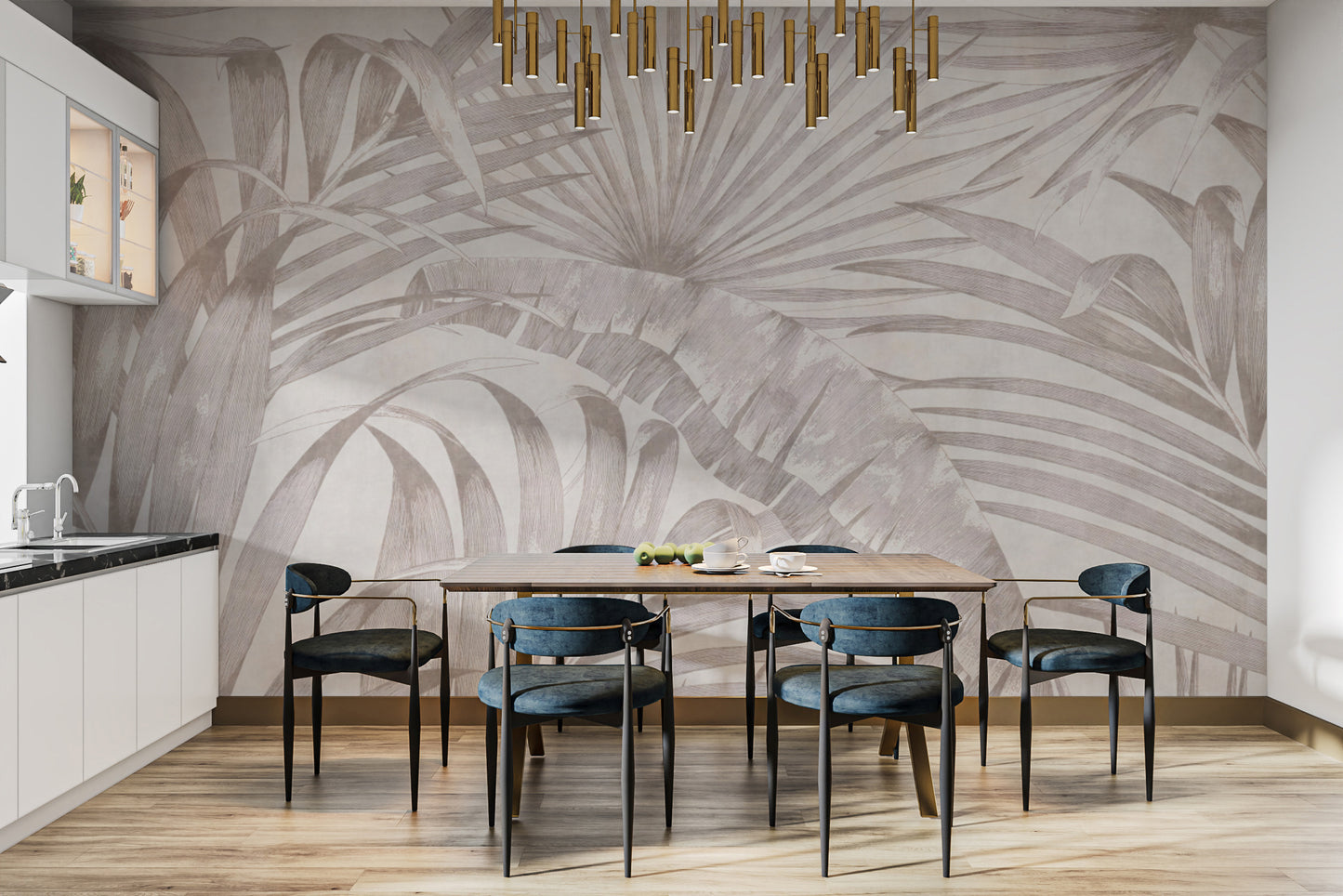 Palm leaf imprint wallpaper for modern interiors
