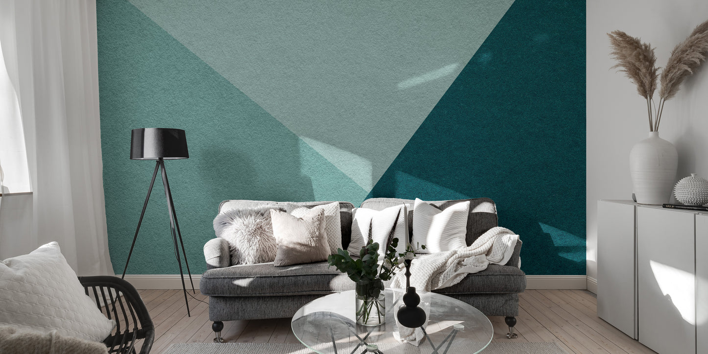 Emerald and Cyan Geometric Wallpaper