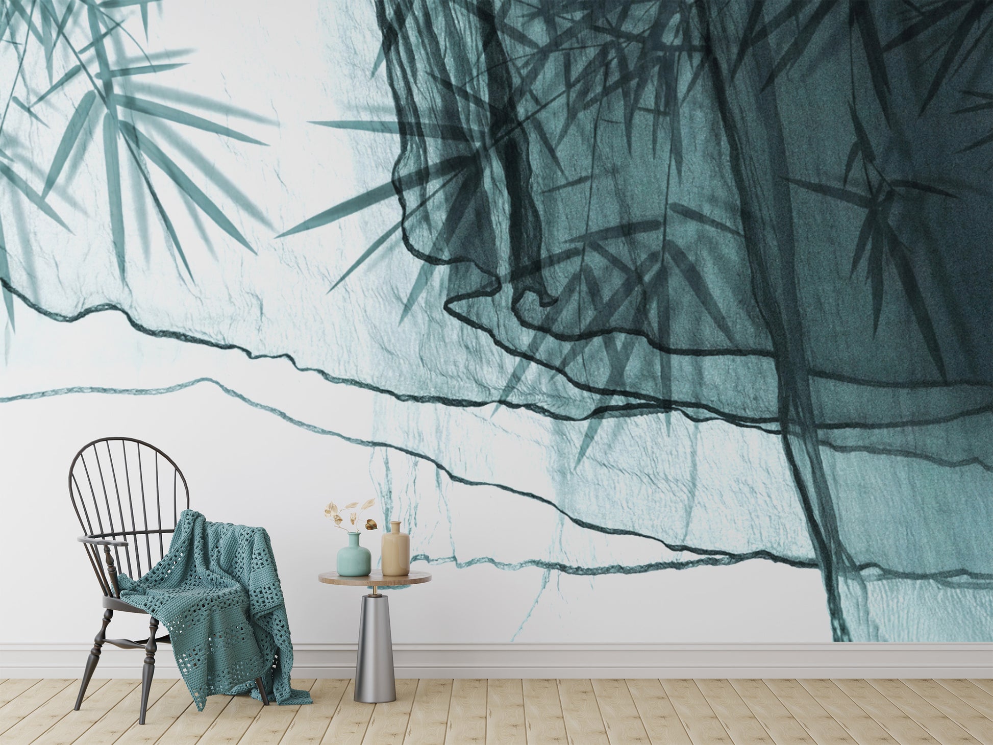 Textile mural with a graceful transparent elegance theme