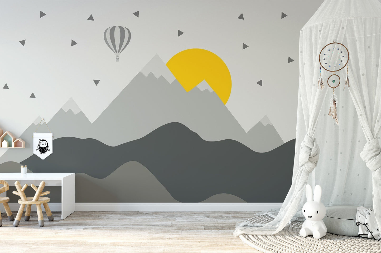 Dark Mountain with Stars in Sky Wallpaper Murals