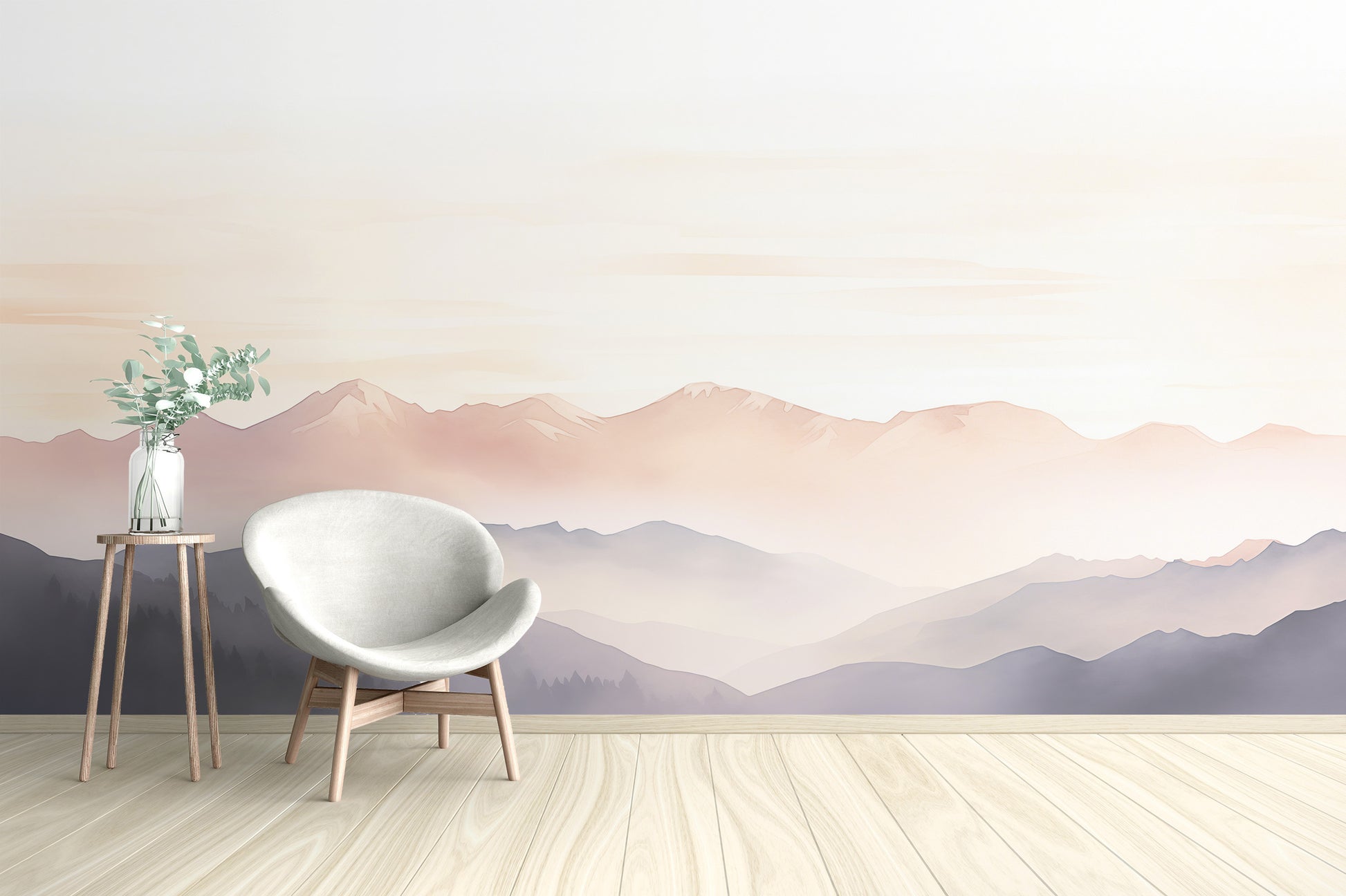 Misty mountain mural adds charm to interiors