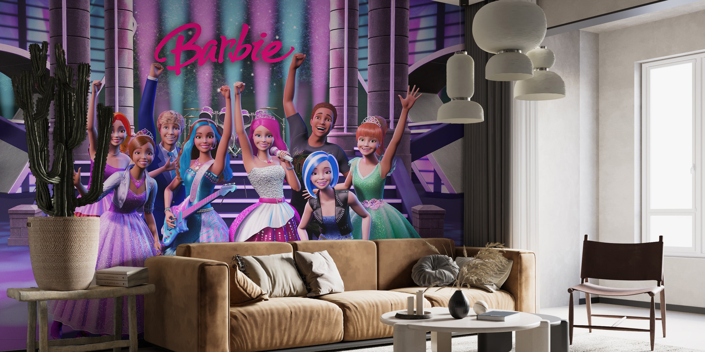 Rockstar princess Barbie mural adds glam to kids’ rooms
