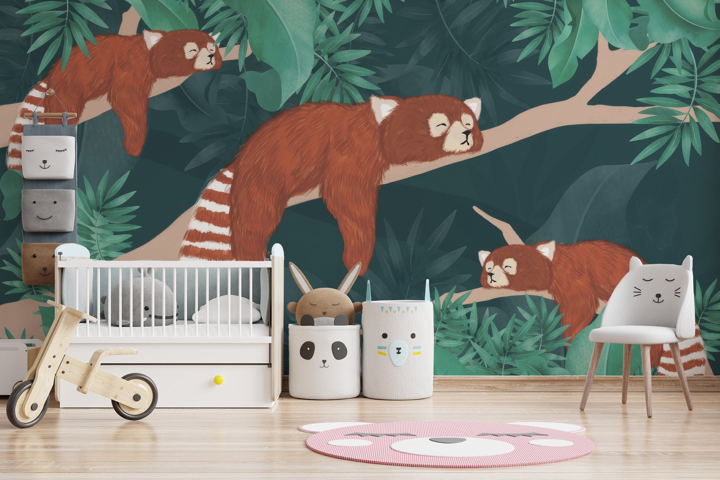 Cozy children’s space with red panda decor
