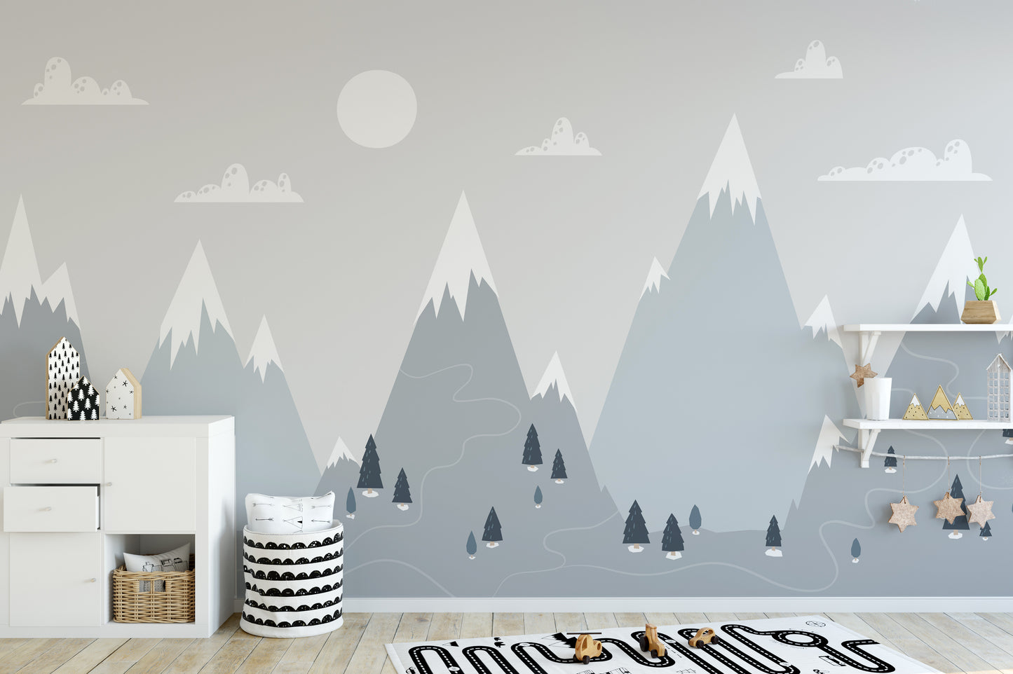 Trendy Scandinavian Mountain Wallpaper Mural