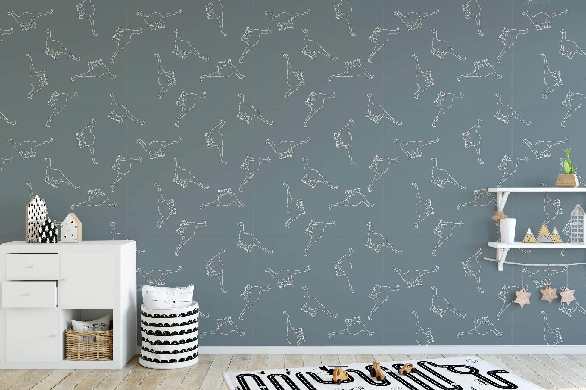 Simple dinosaur wallpaper for playful spaces