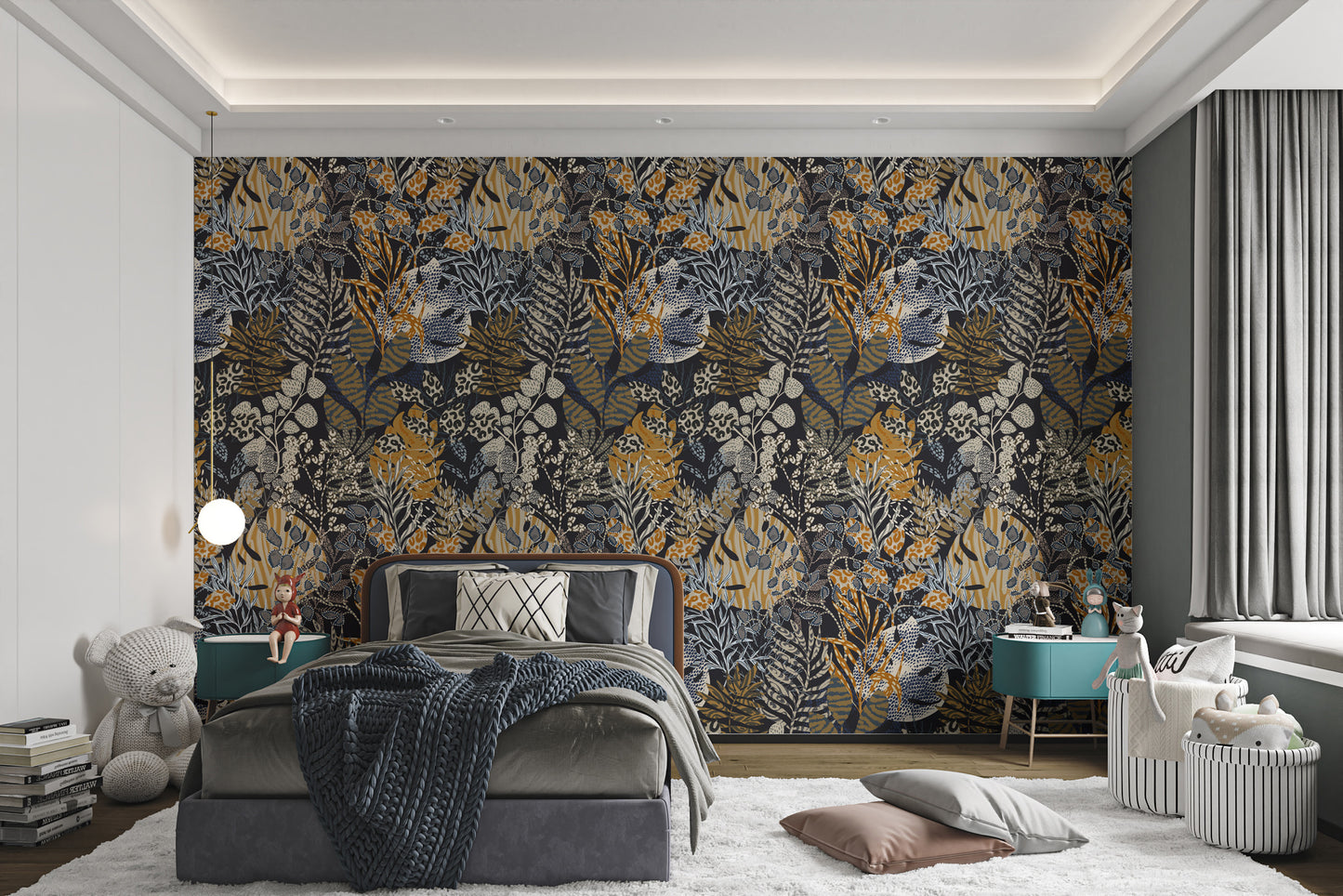 Elegant Botanical Nocturne Wall Mural
