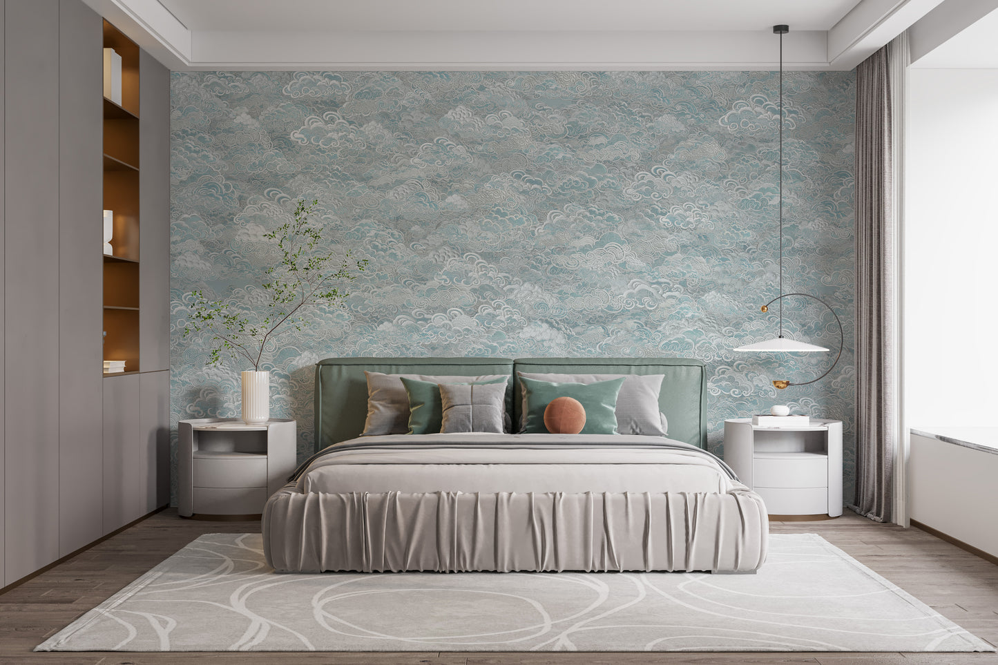 Clouds Baby Blue and White Wallpaper Murals