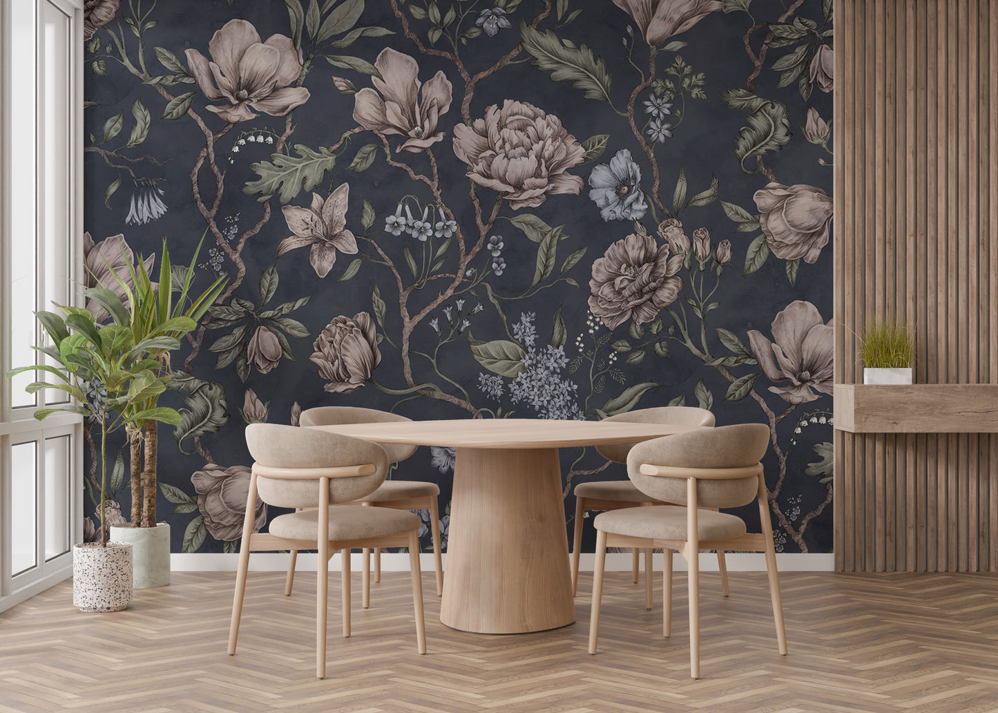 Dark Blue Garden Wallpaper for bold aesthetics
