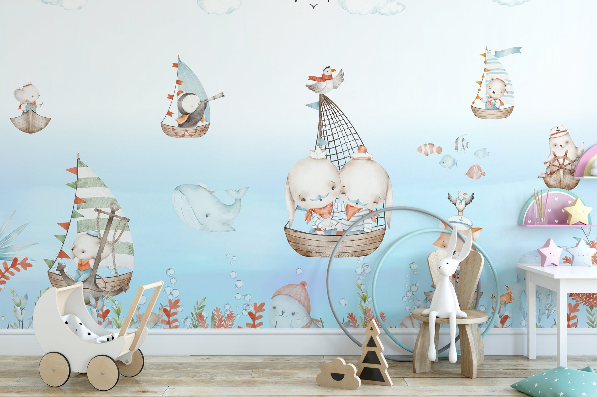 Adorable Nautical Nursery Voyage Wallpaper for interiors