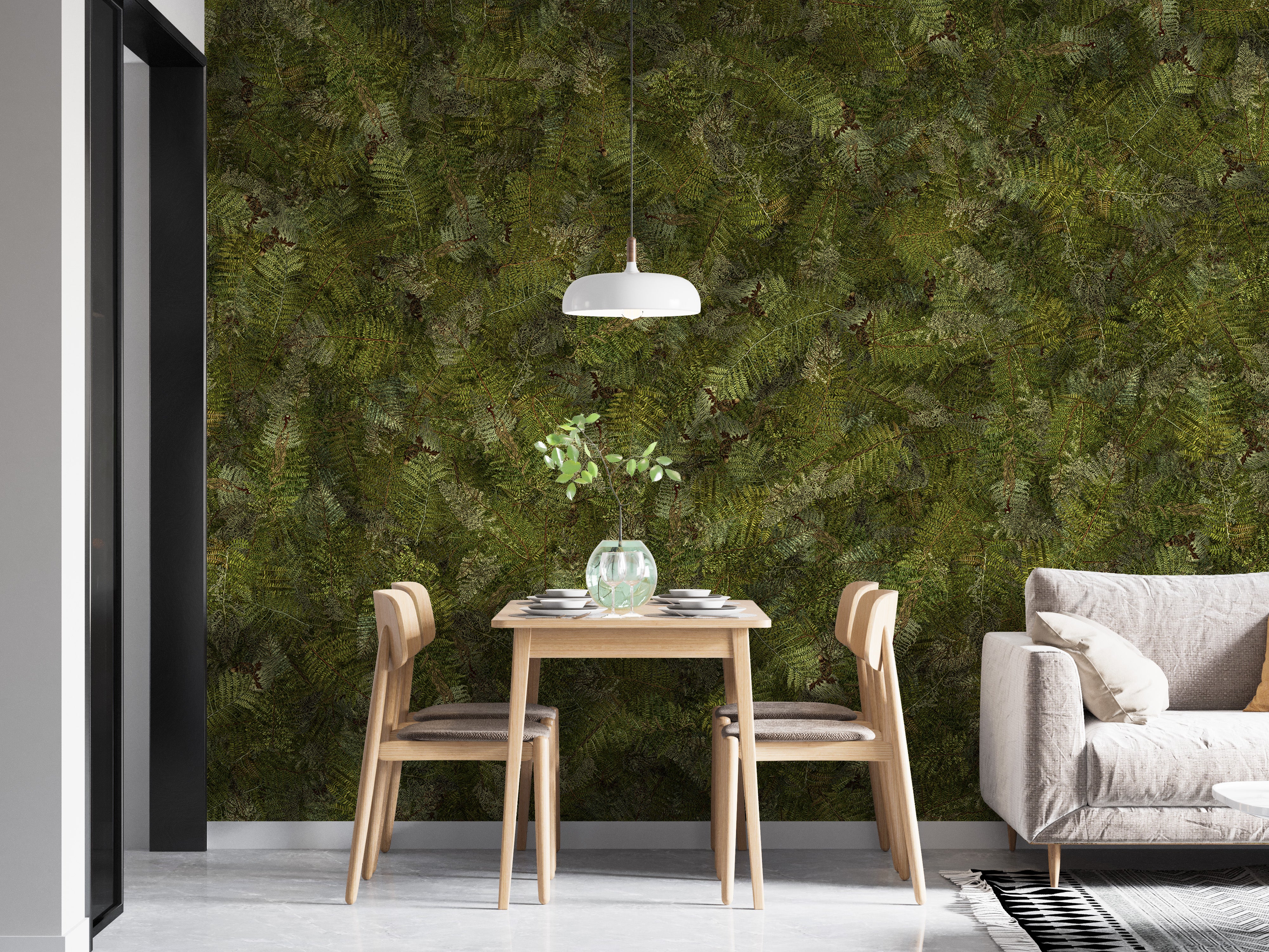 Green Embroidery Ferns Bracken Wallpaper Murals - Giffywalls