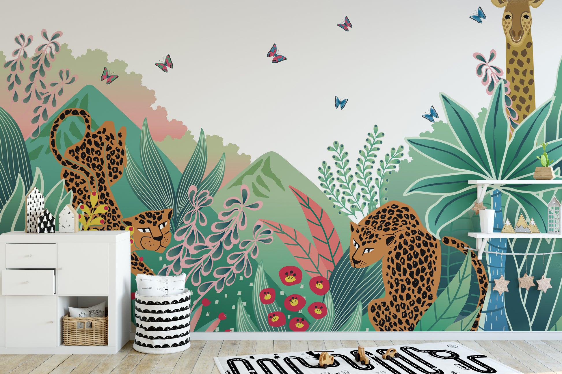 Leopard and Giraffe Kids Wallpaper Murals - Giffywalls