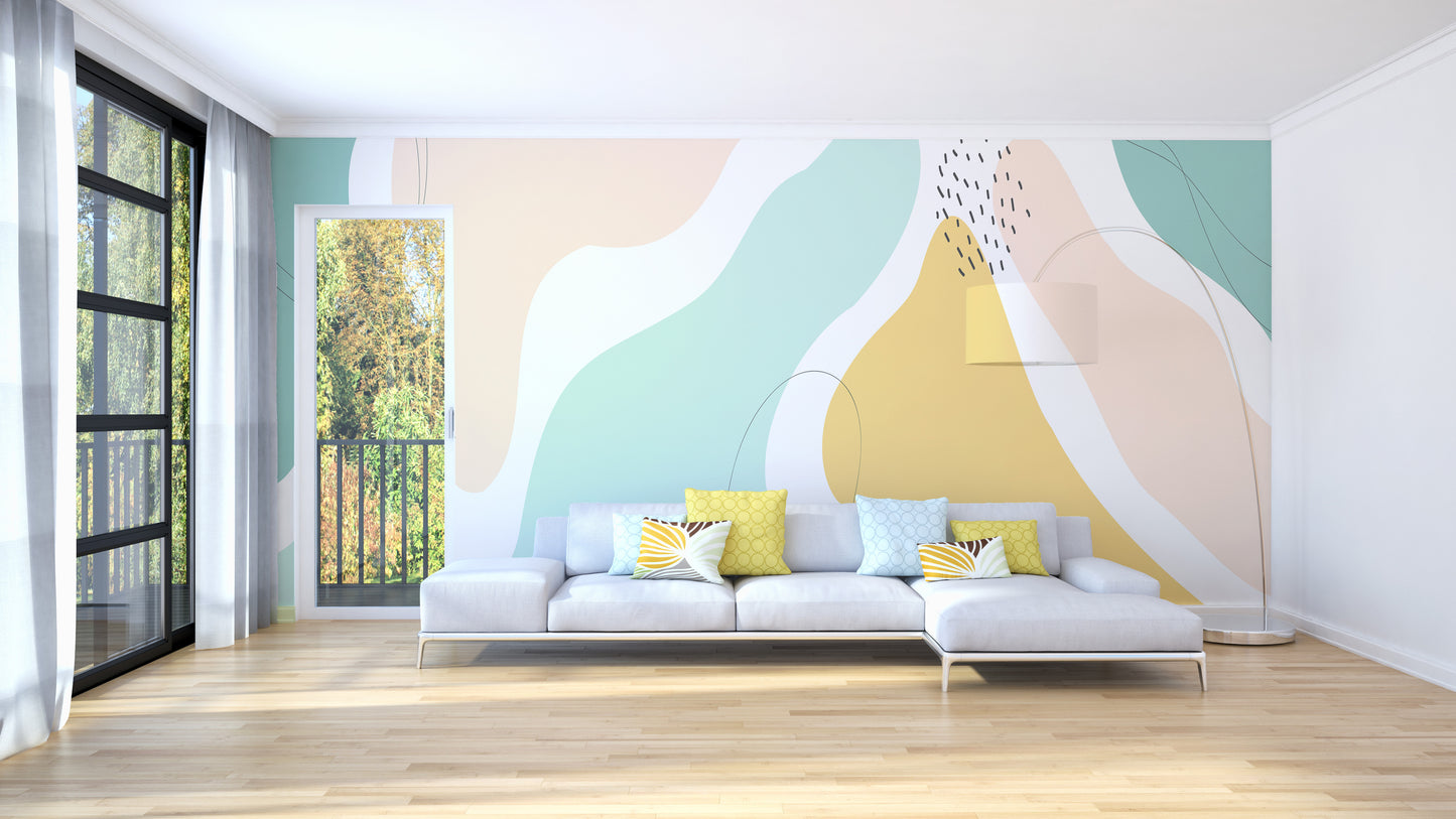 Beautiful Pastel Color Shapes Wallpaper Mural