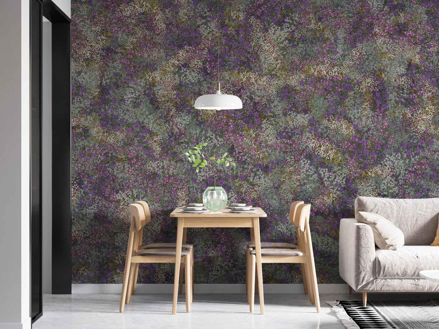 Embroidery Multicolor Flowers Wallpaper Murals