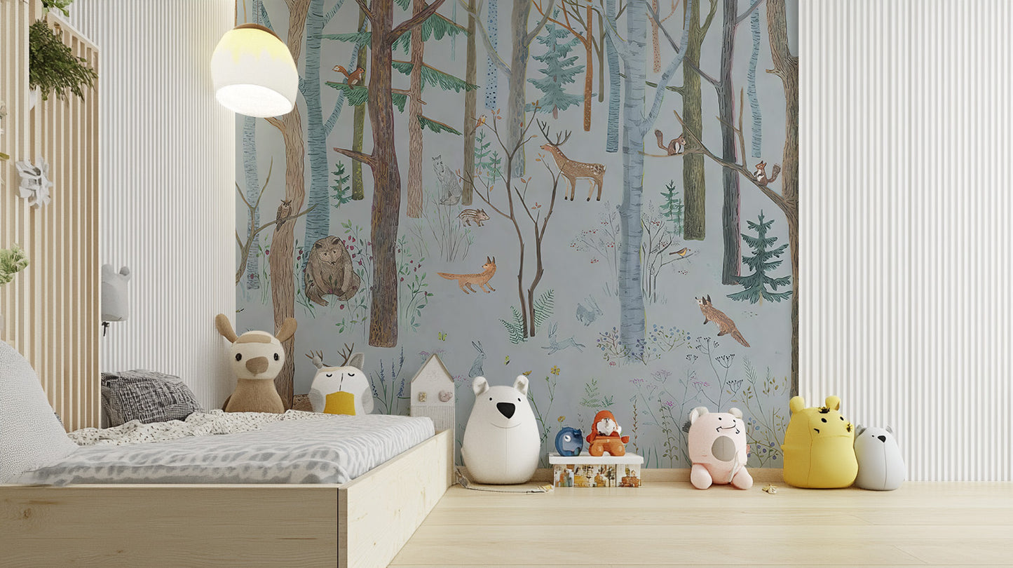 Beautiful mystical wildlife wallpaper mural design