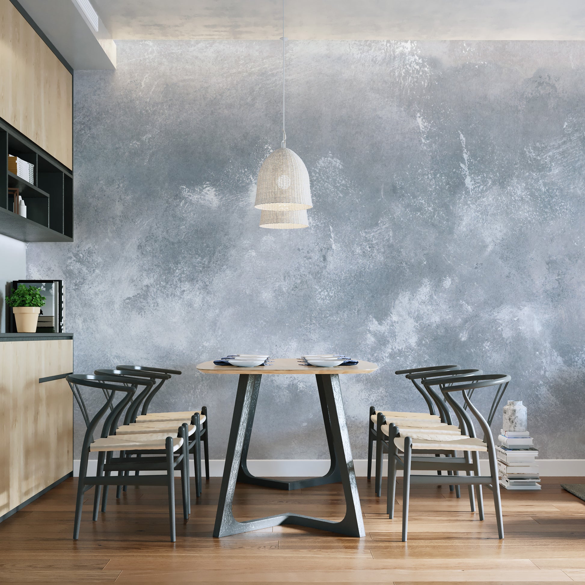 Minimalist Arctic Ice Textured Abstract Wallpaper in Cool Tones
