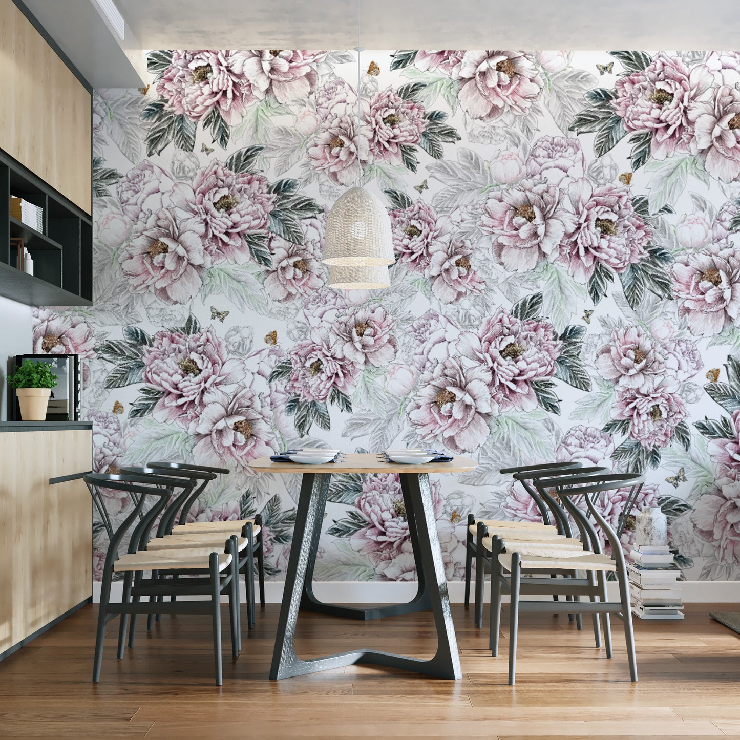 Vintage Peony Floral Wallpaper Mural