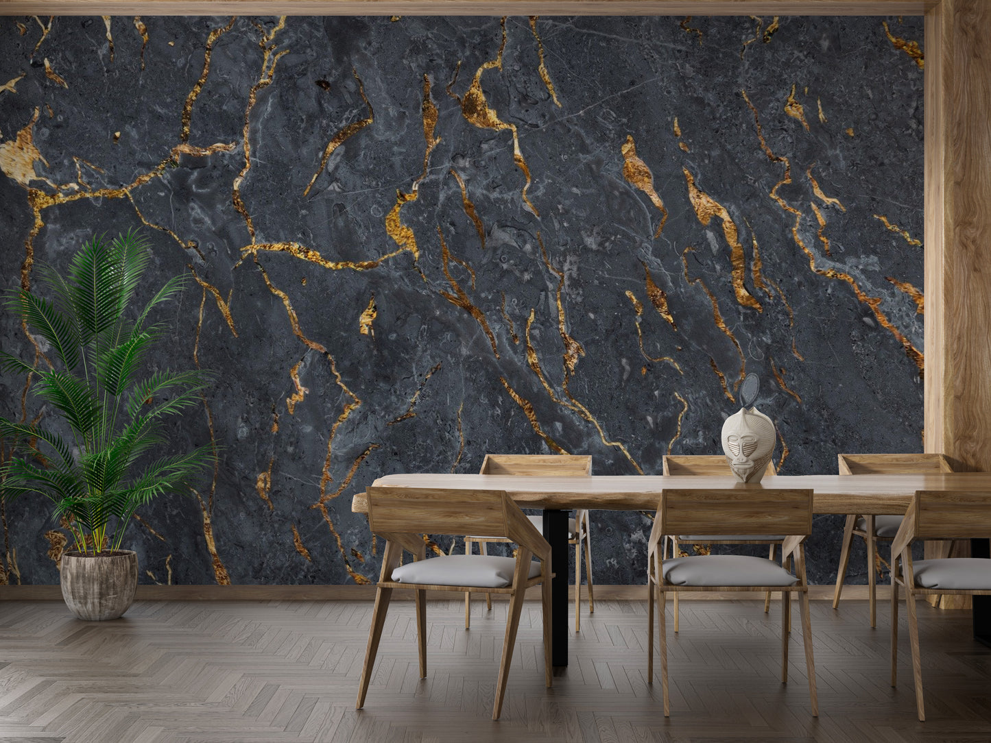 Black Marble Wallpaper Mural - Giffywalls