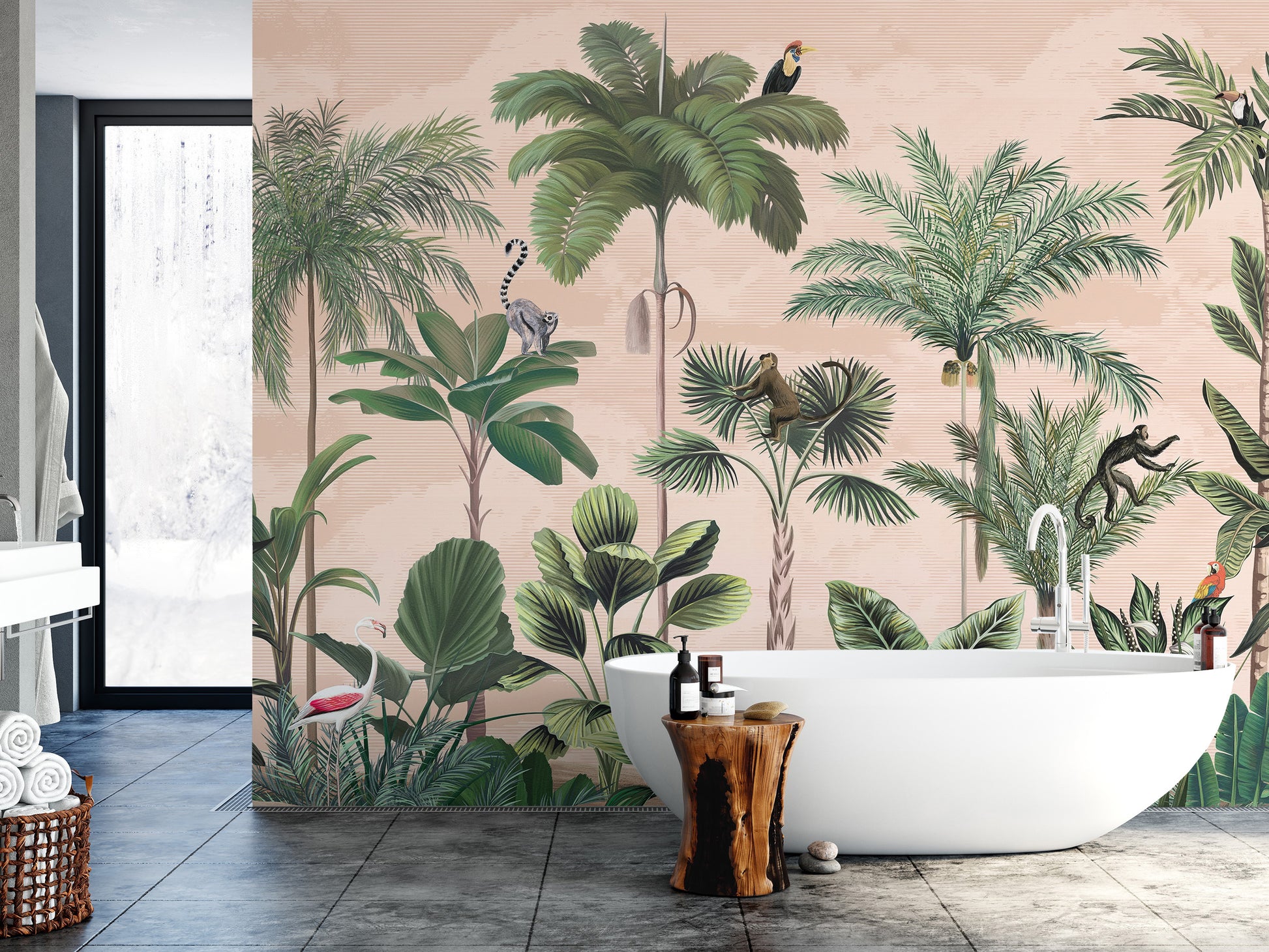 Exotic jungle rhapsody wall mural design