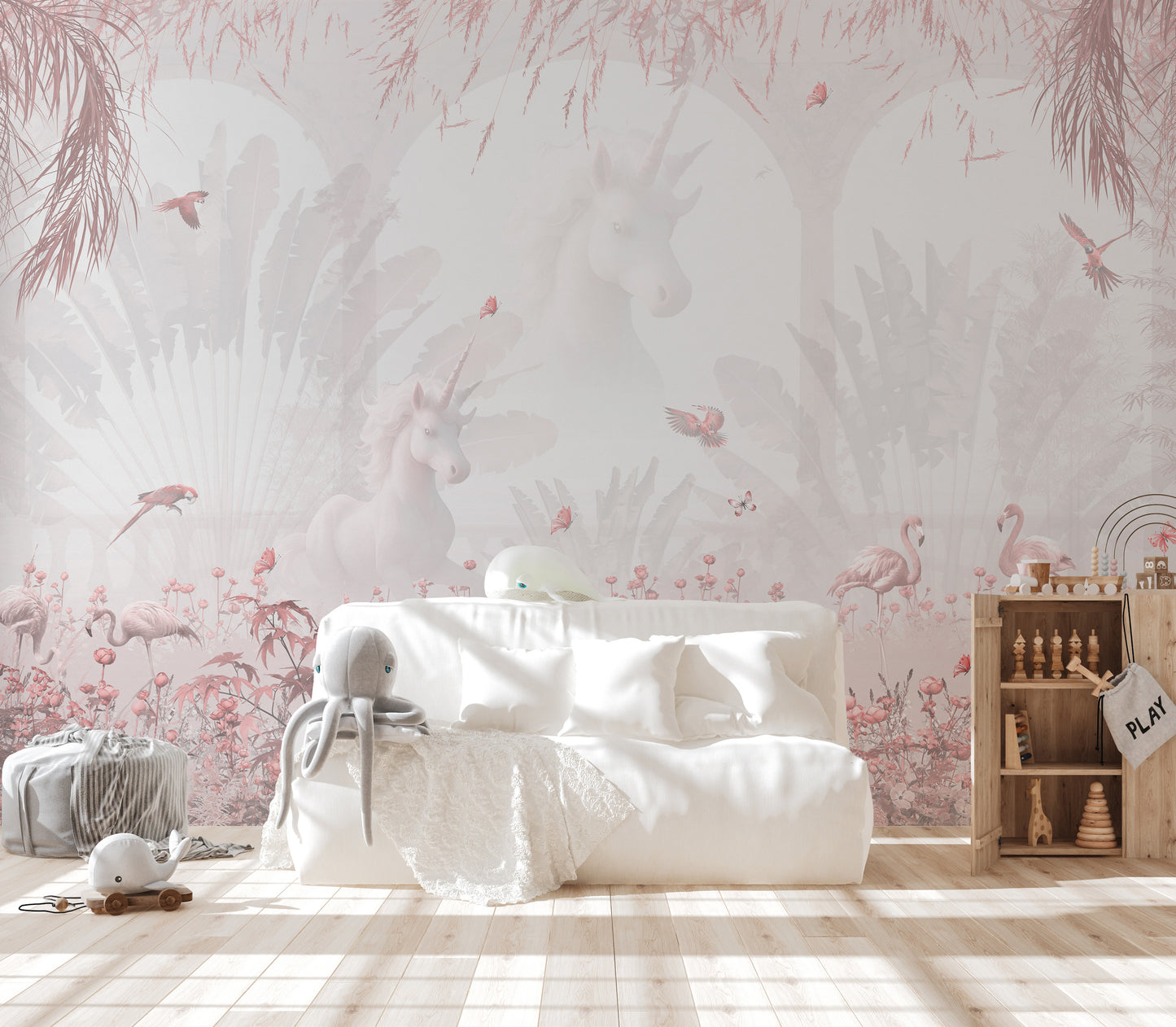 Serenity Blush Forest Mural - Giffywalls