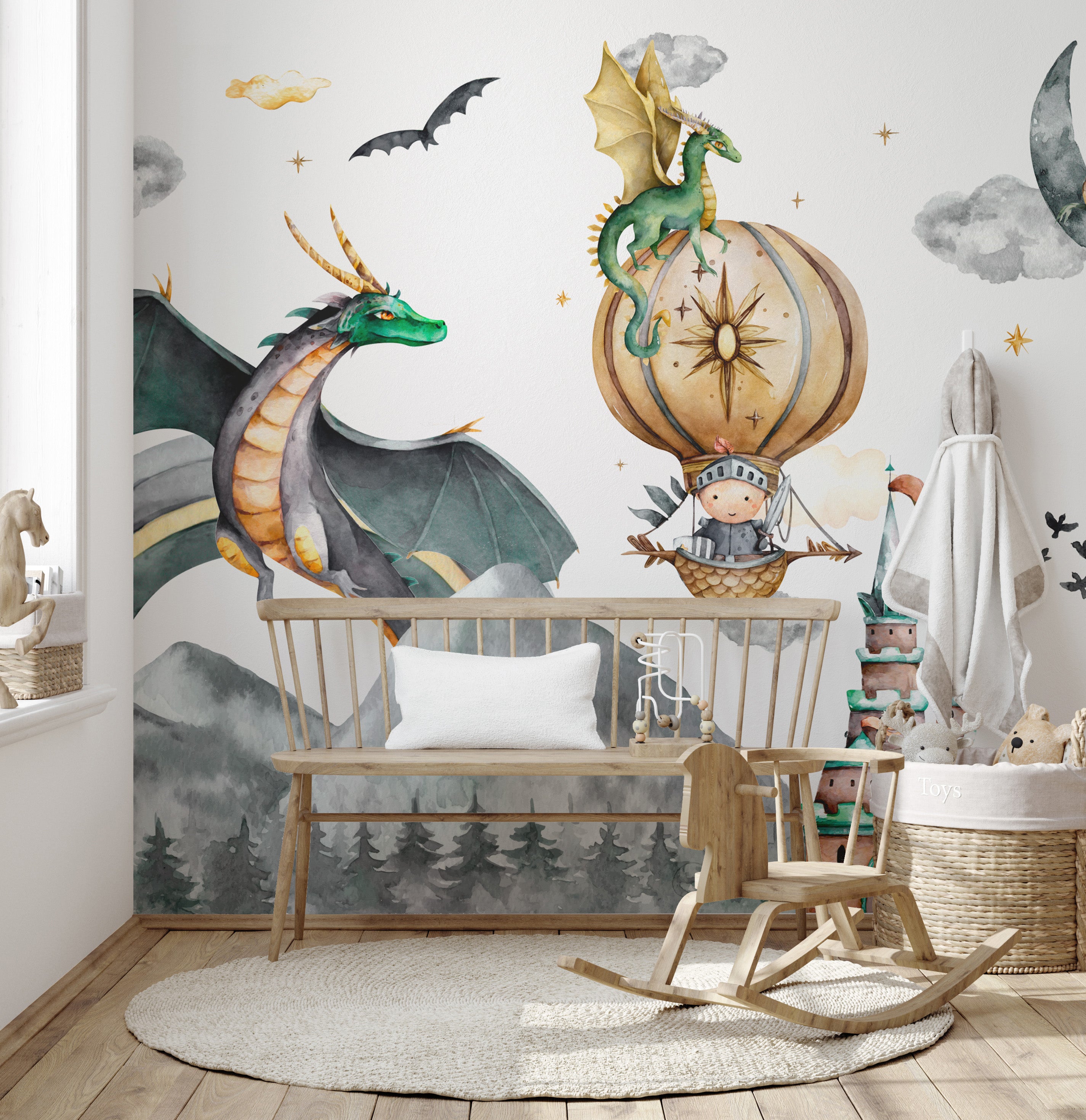 Mystical Mountain Dragon stick on wallpaper