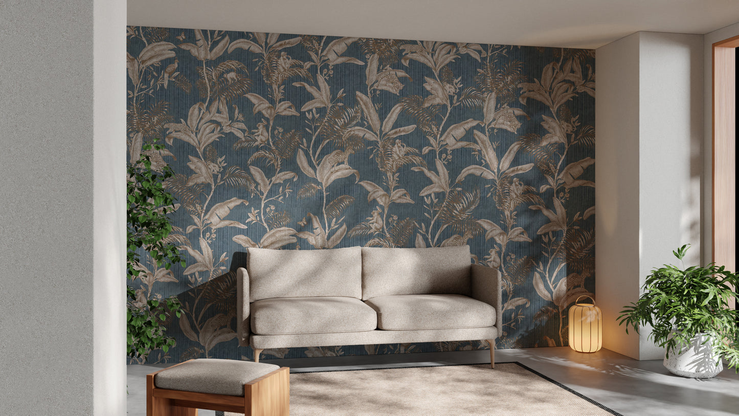 Vibrant tropical wallpaper inspired by Darwin's explorations.
