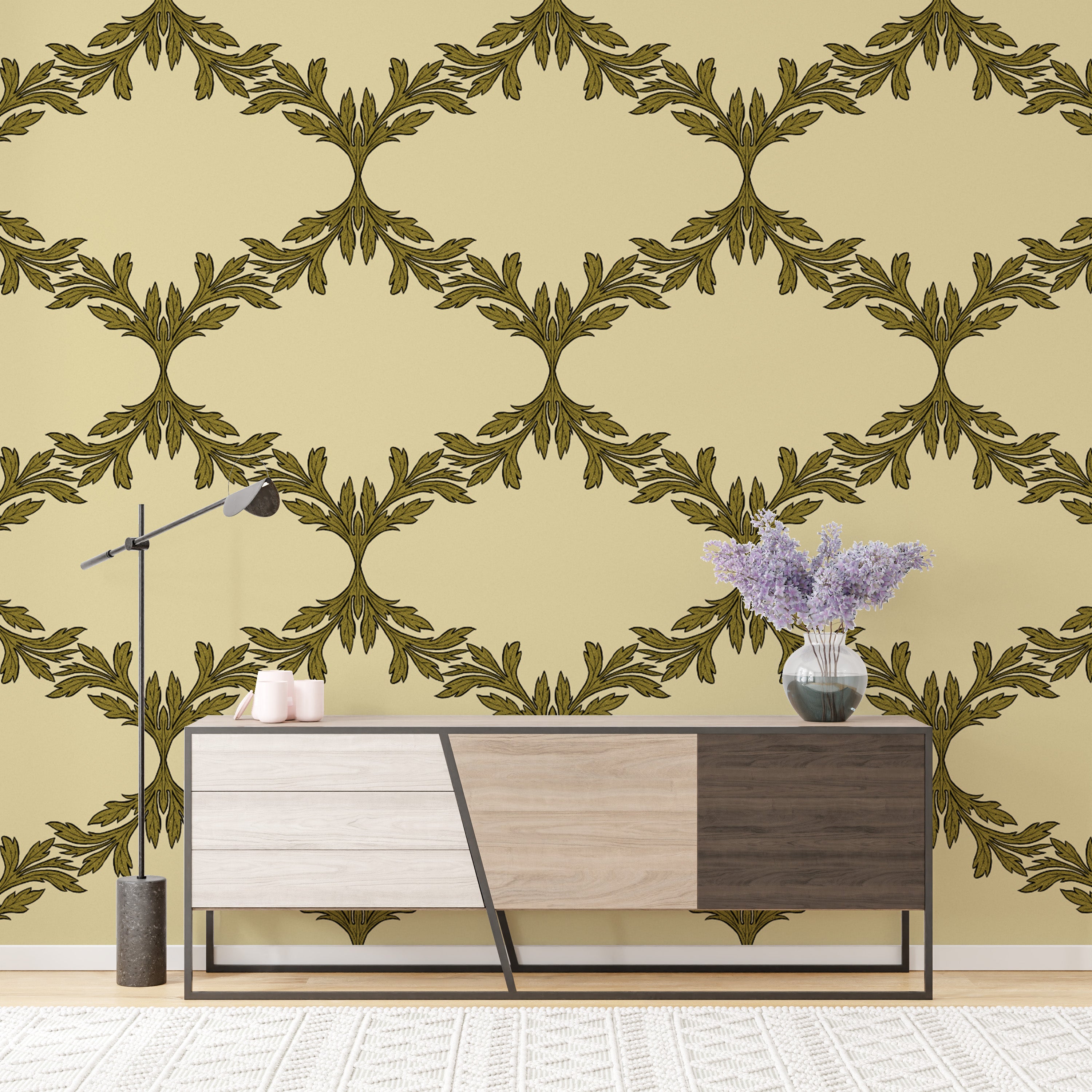 Decorative nature walk-themed brown wall design for homes.