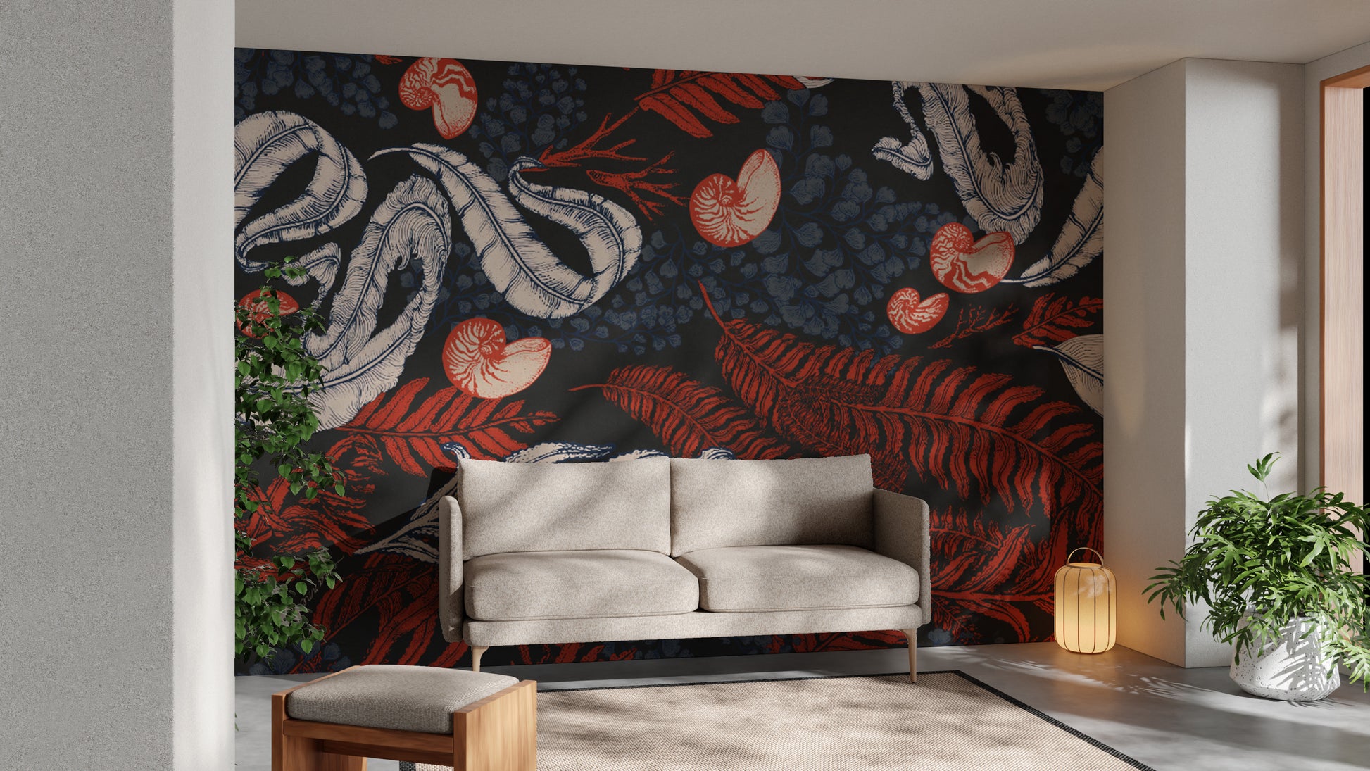 Stunning Coral Cove Nautilus mural for coastal-inspired decor.
