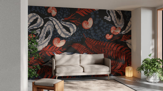 Stunning Coral Cove Nautilus mural for coastal-inspired decor.
