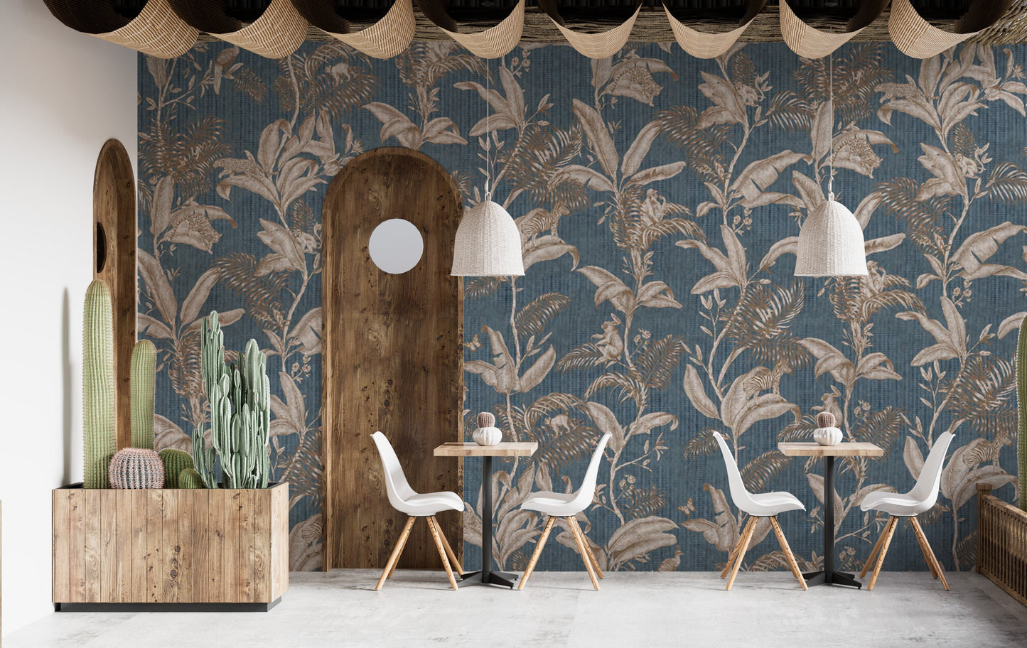 Darwinian tropical wallpaper mural with vivid jungle vibes.
