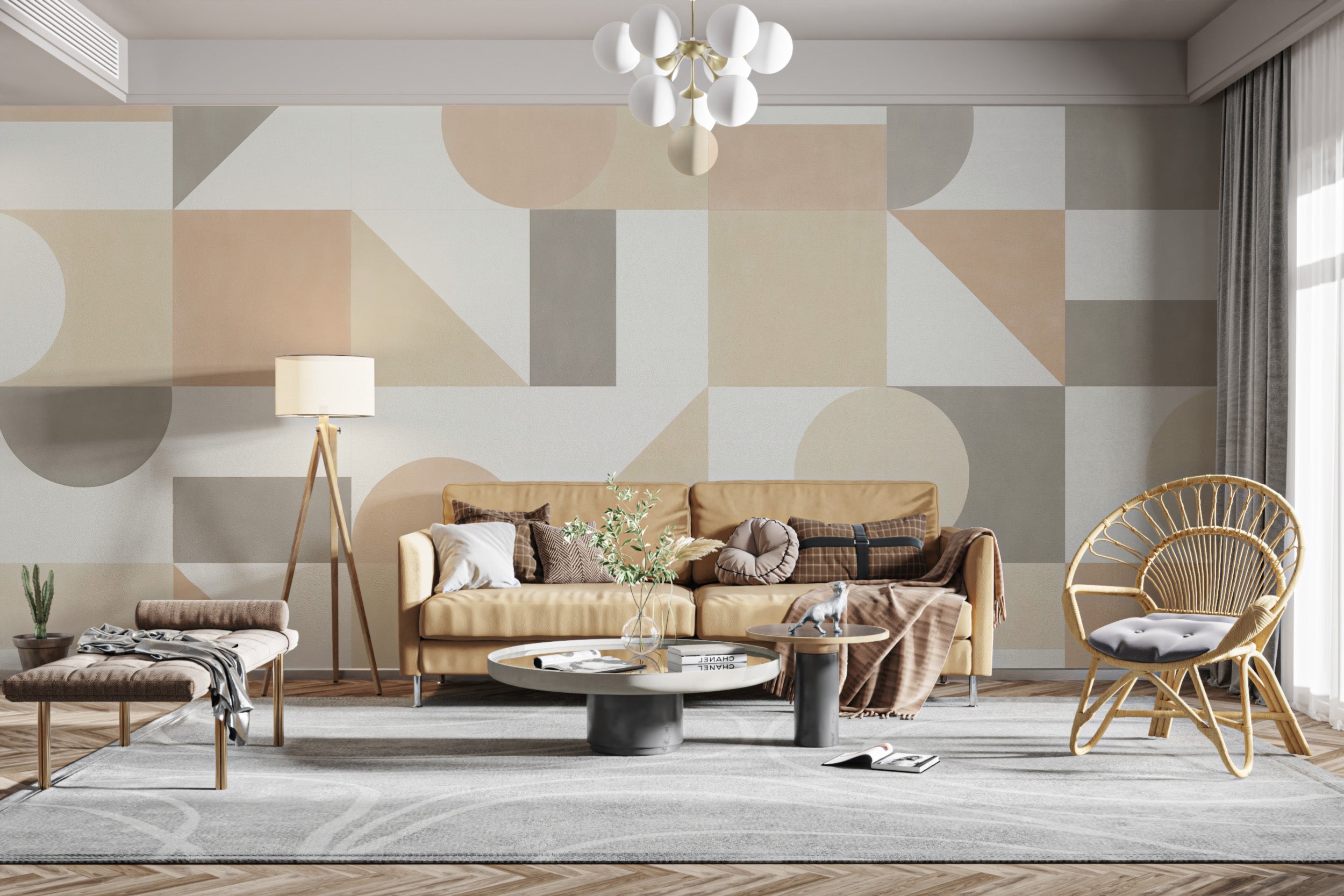 Modern geometric neutral wallpaper design
