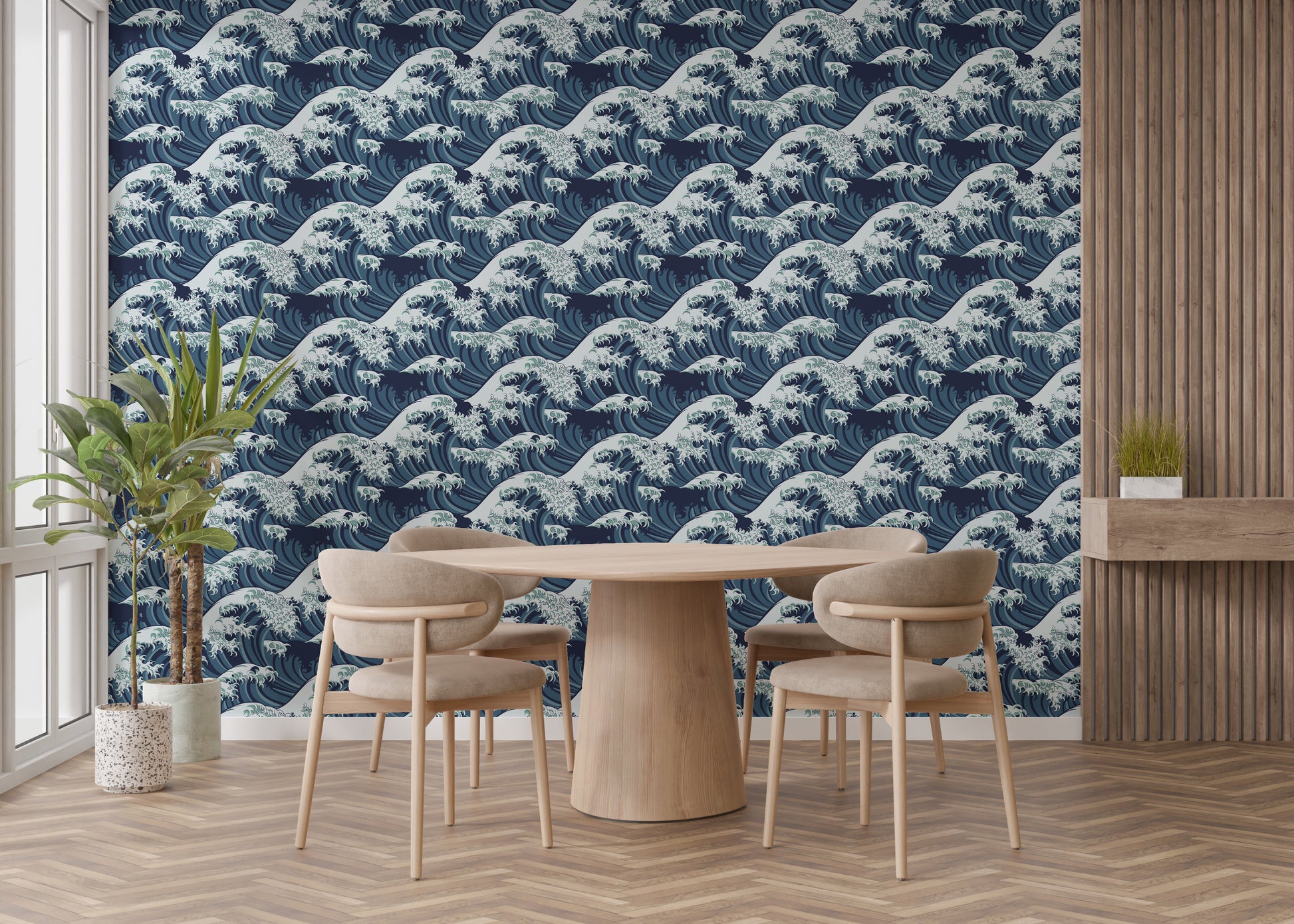 Timeless Japanese wave wall mural