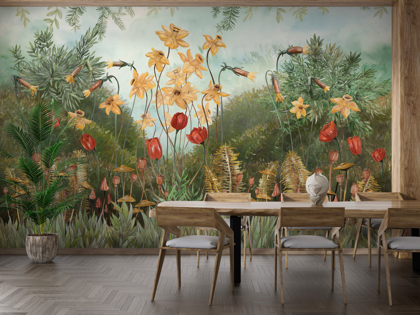 Watercolor forest Flower & Plants Wallpaper Mural