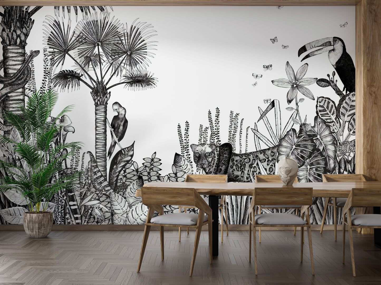 Charcoal Pencil Art Tropical Wallpaper Murals