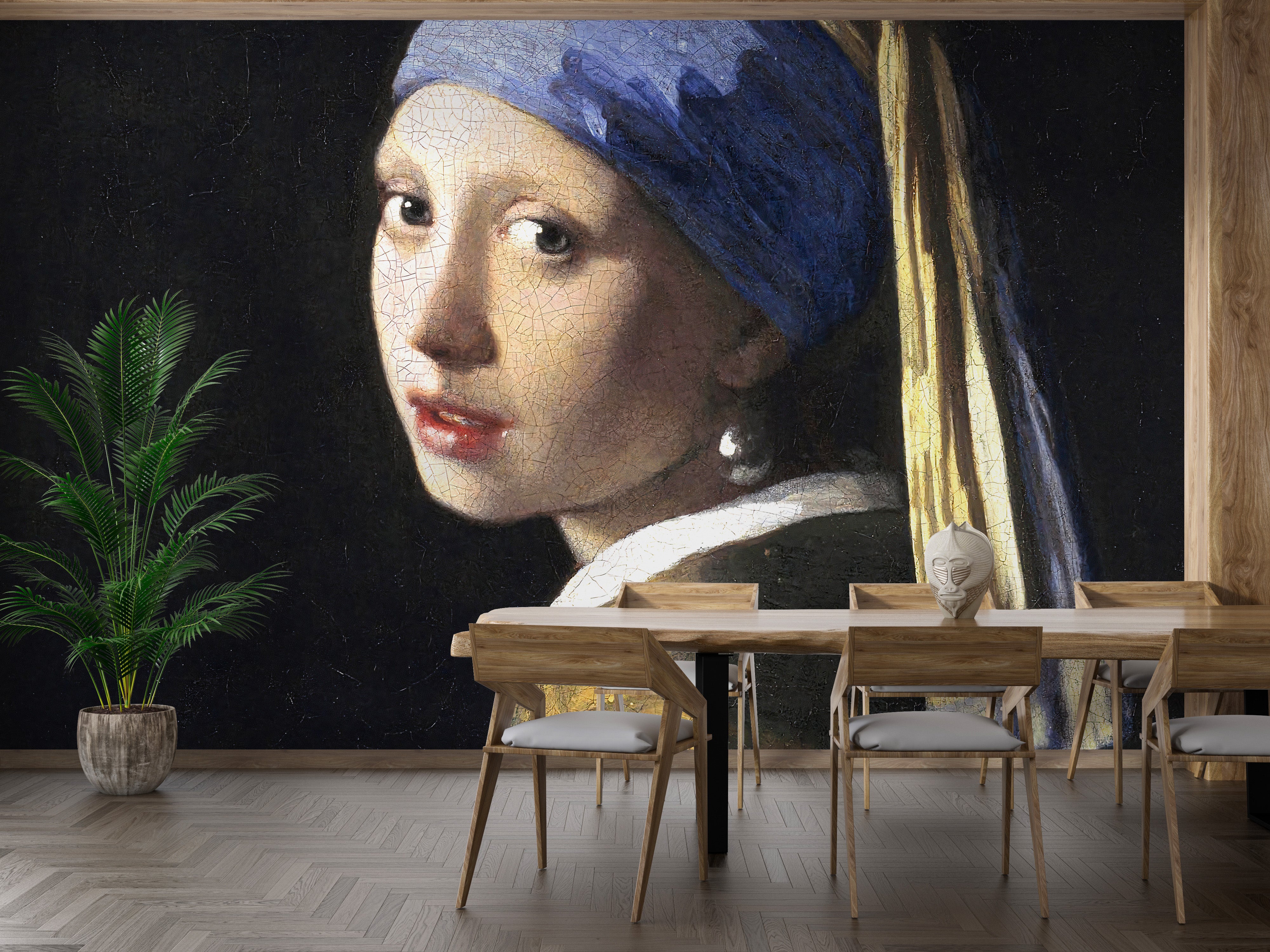 Elegant pearl earring wall mural design
