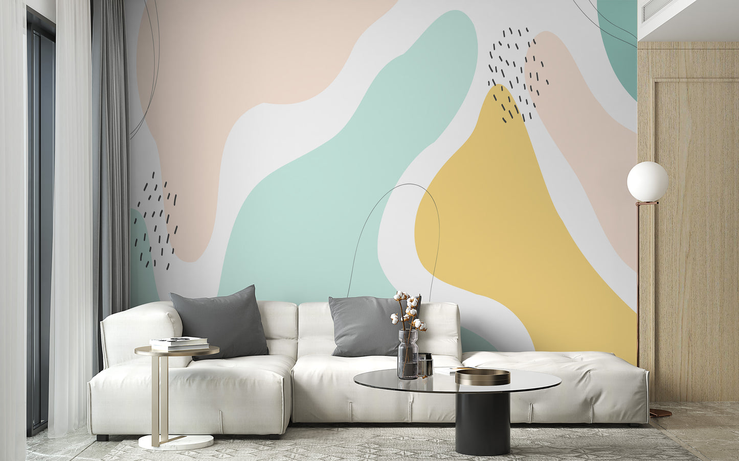 Beautiful Pastel Color Shapes Wallpaper Mural