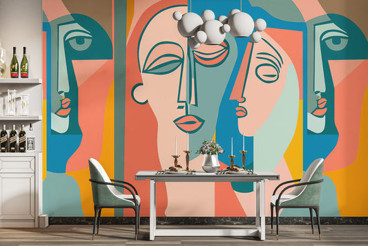 Colorful Faces Mural adds charm and vibrancy to dining spaces