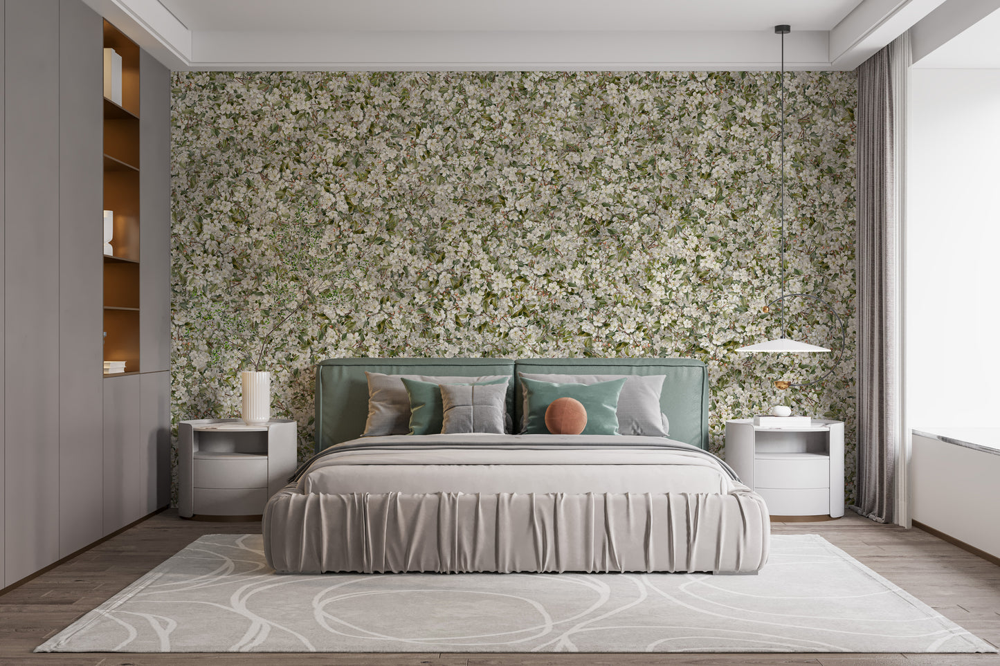 Luxurious pear blossom white floral wall murals
