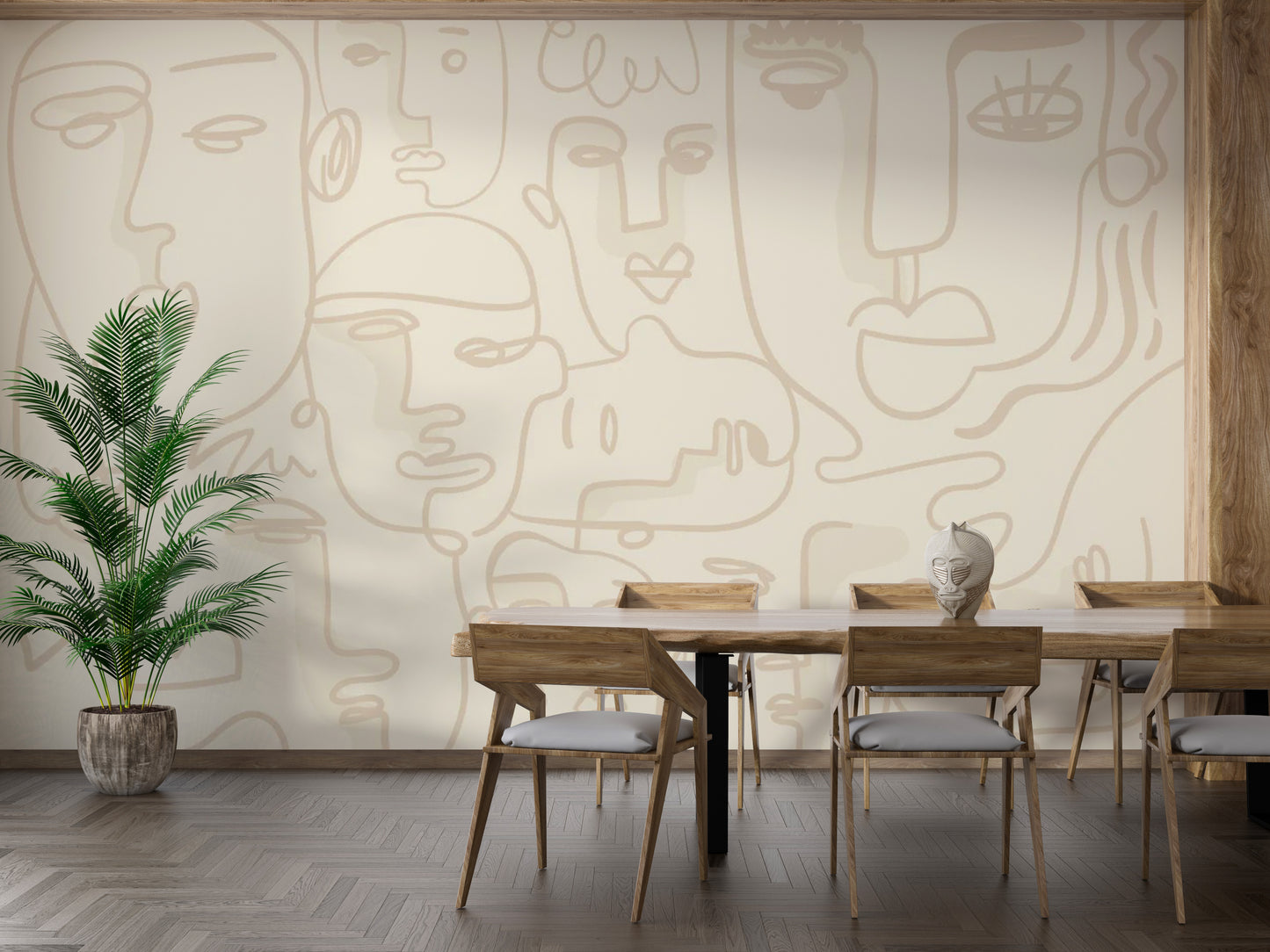 Abstract human face wallpaper mural for stylish decor.