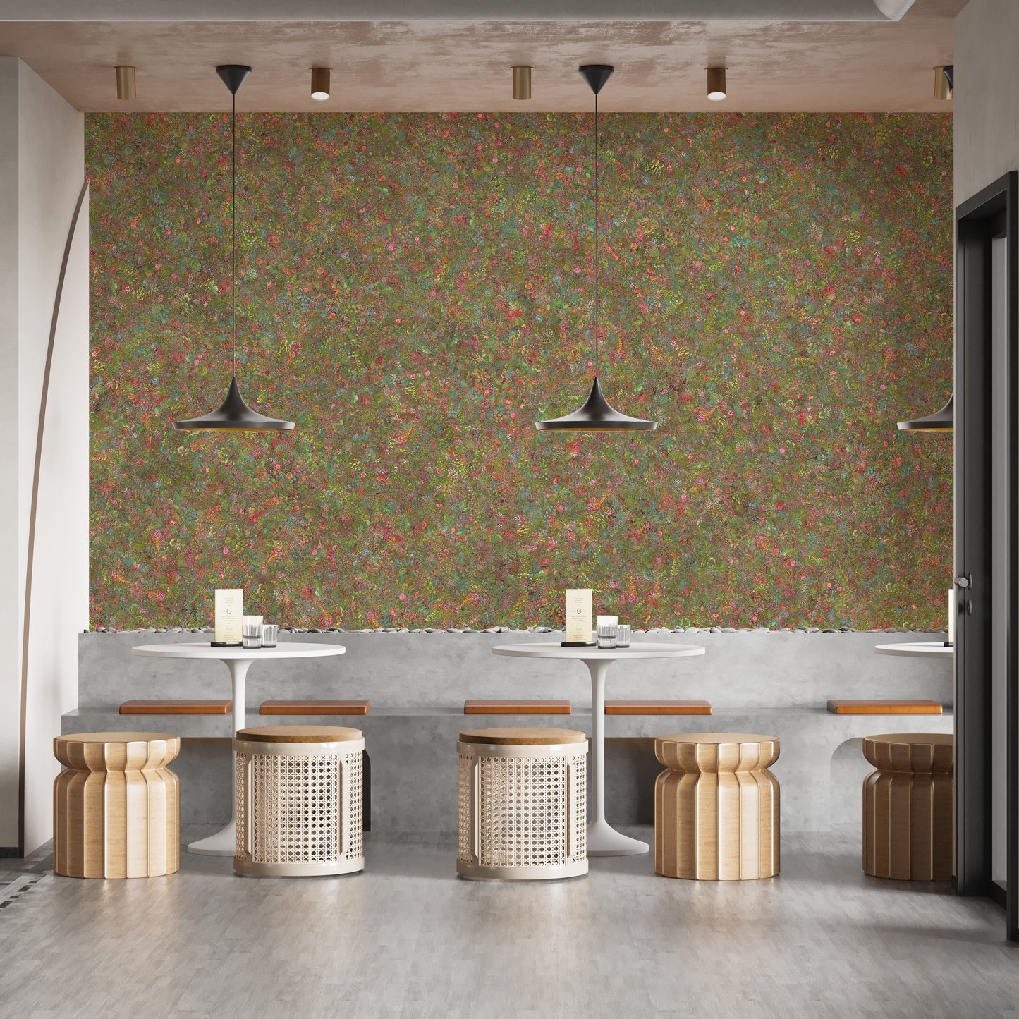 Embroidery Colorful Floral Removable Wallpaper Murals