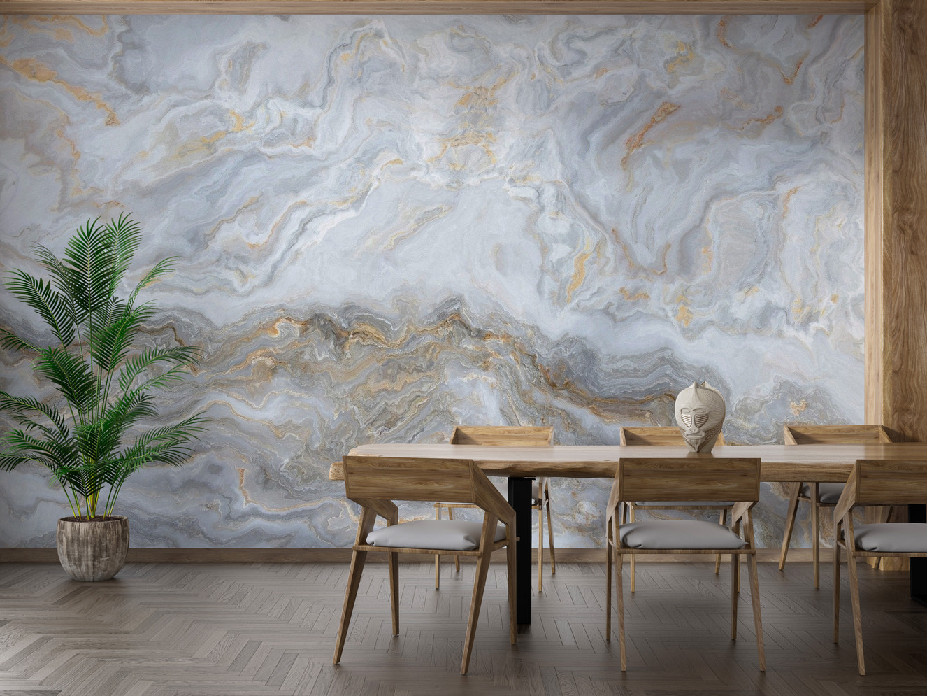 Elegant marble finish wallpaper mural with a sleek texture.