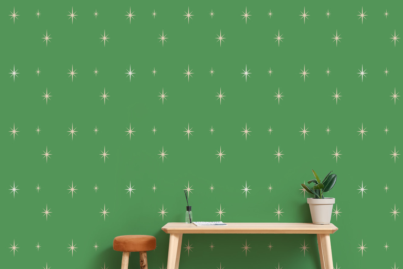 Starburst Green Background Wallpaper design for walls
